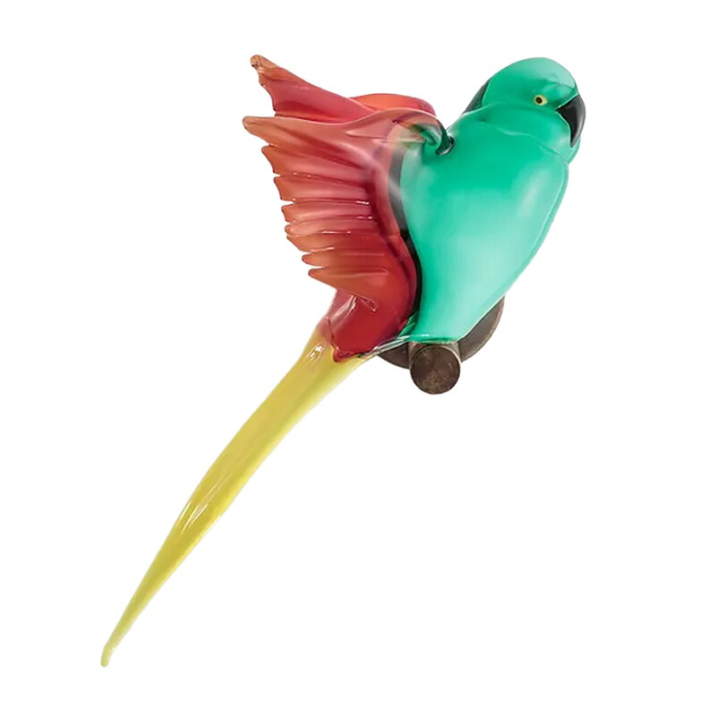 イタリア製 ザネッティ社 鳥(緑であること×赤いこと×黄色/翼広げ) CO-GRY / Zanetti Murano 受注生み出すこと 飾りつけ オブジェ ムラーノ 硝子 インポート雑貨