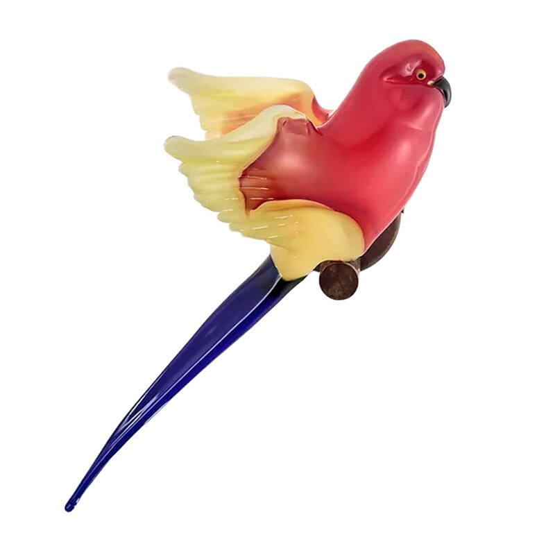 イタリア製 ザネッティ社 鳥(赤いこと×黄色×青碧/翼広げ) CO-RYB / Zanetti Murano 受注生み出すこと 飾りつけ オブジェ ムラーノ 硝子 インポート雑貨