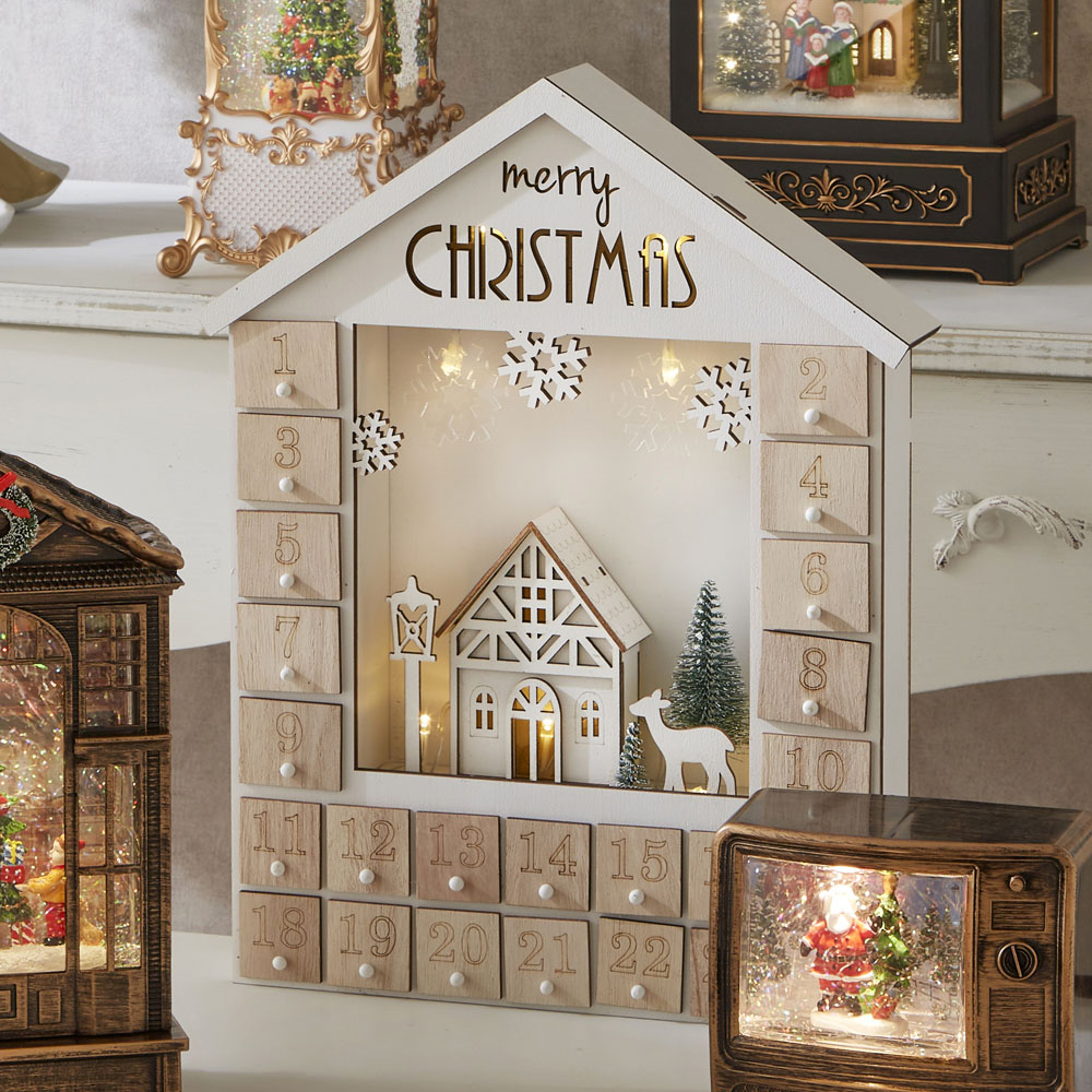 楽天市場】【LEDライト付き】 ウッド アドベントカレンダー ライト