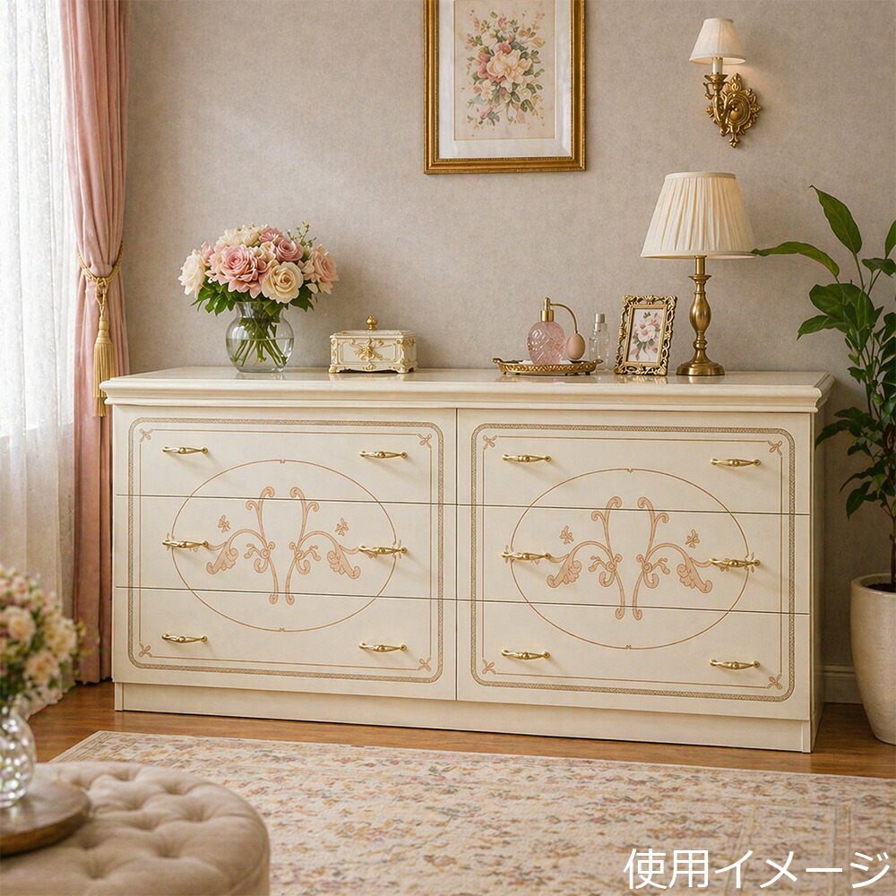サルタレッリ フローレンス ダブル洋服箪笥 (6段 洋服箪笥) 象牙色 幅167珊 / インポート調度品 白調度品 イタリア製 姫御前 姫系 今めかしい 雅びやか アンティーク 古典派音楽 saltarelli mobili