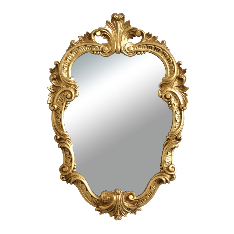 クラシック調フレーム 盾形 ウォールミラー ゴールド 鏡 鏡