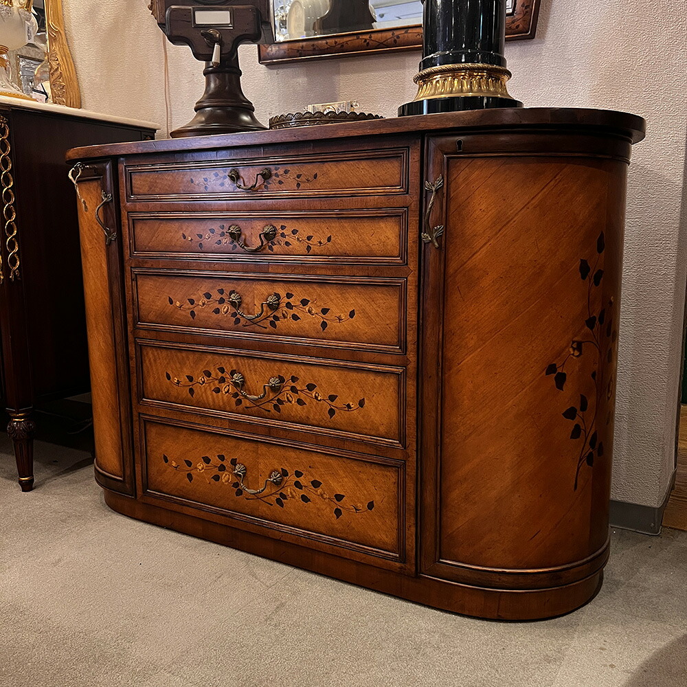 ジョナサンチャールズ サテンウッド 象嵌サイドボード 492214 展示現品 / 輸入家具 アンティーク スタイル 収納 サイドボード 象嵌 JonathanCharles