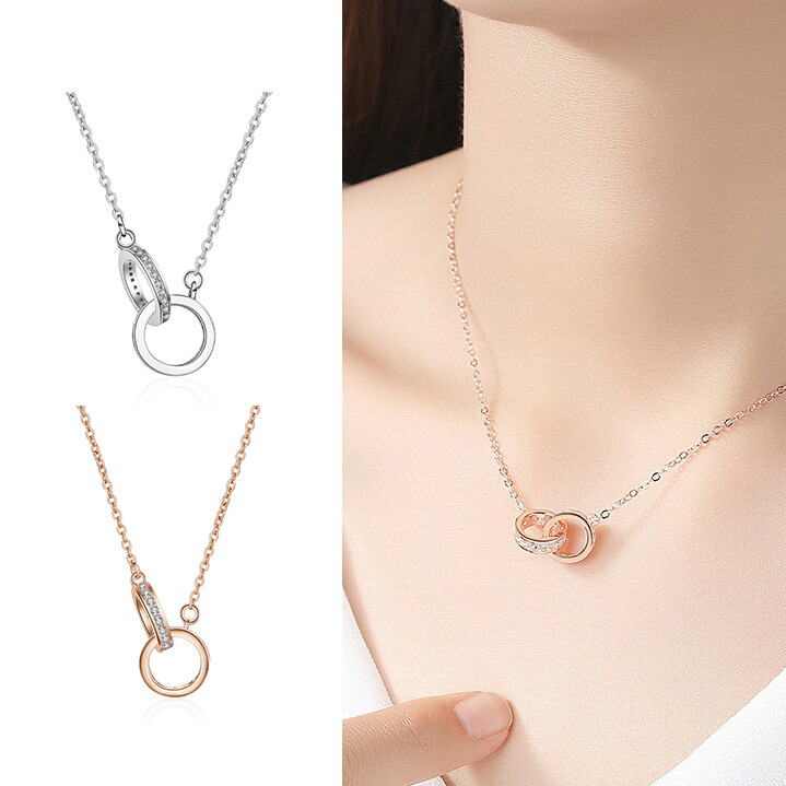 楽天市場】ネックレス レディース ダブルリング ゴールドファッション