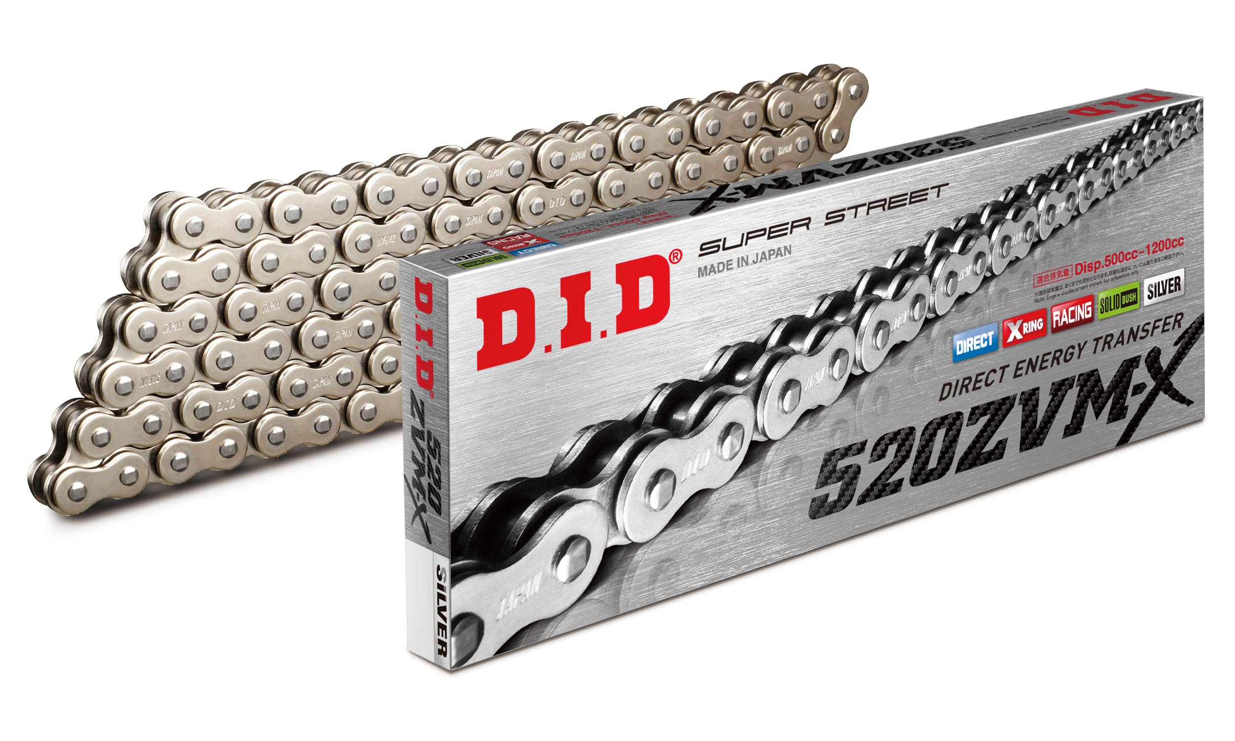 D.I.D(大同工業)バイク用チェーン カシメジョイント付属 520ZVM-X-110ZB S&S(シルバー) X-リング 二輪 オートバイ用|Maison Outre