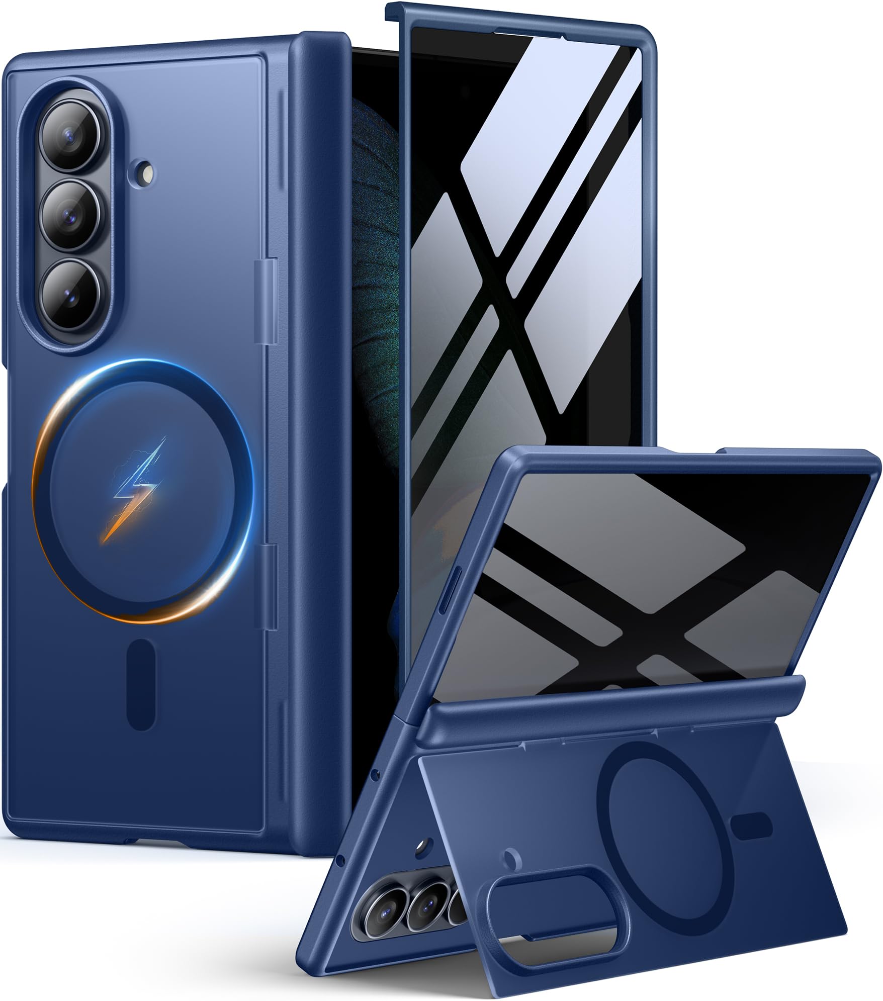 MOBOSI Z Fold 7用ケースプライバシースクリーンプロテクター付き、[Magsafe対応]、[内蔵キックスタンド＆フルボディヒンジ保護] マグネット式スリムスマホケースSamsung Galaxy Z Fold7用、ブルー｜Maison Outre