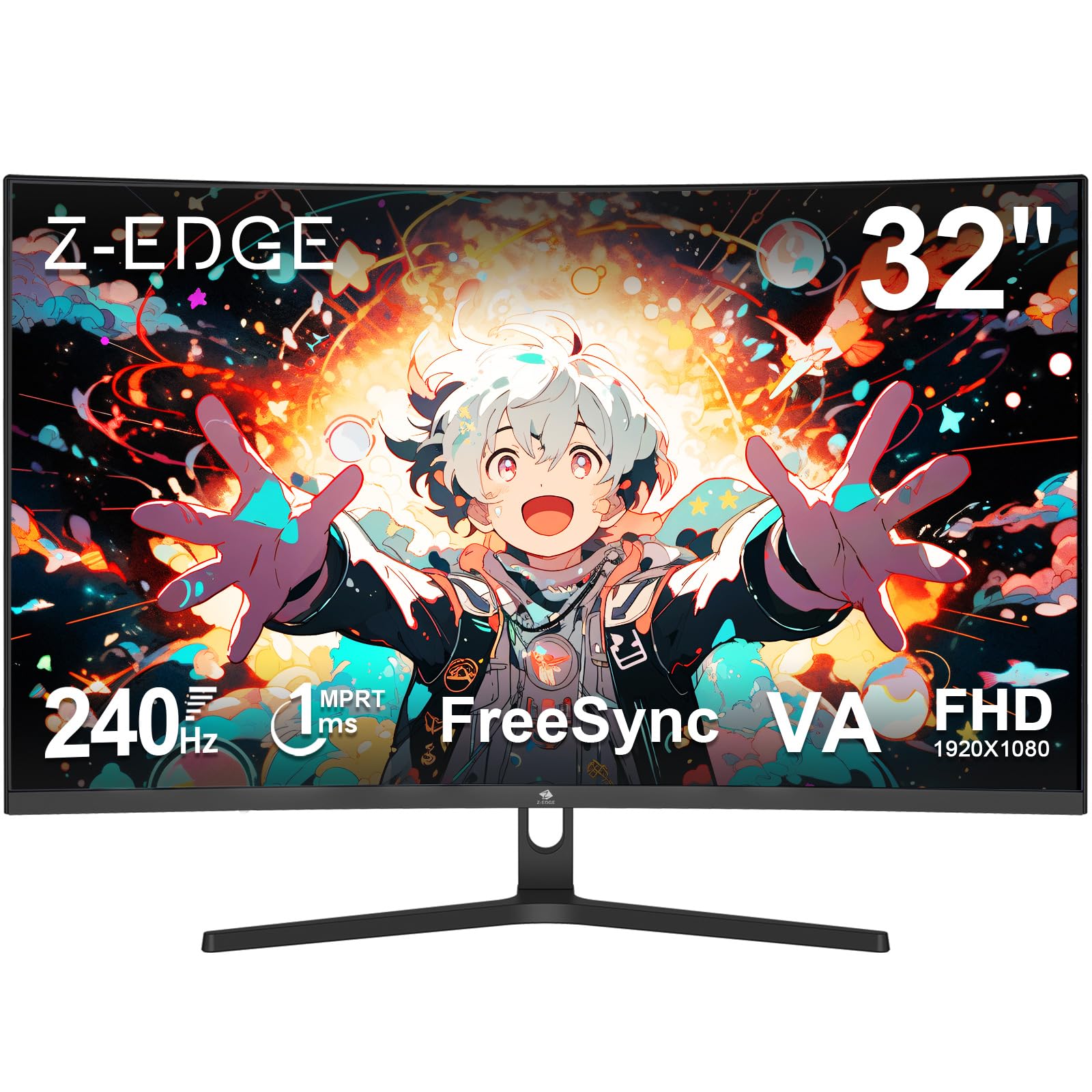Z Z-Edge(ゼロエッジ) ゲーミングモニター 曲面 32型 240Hz VA FHD(1920x1080) 1ms HDR10 AMD FreeSync対応 非光沢 超薄型 HDMI DP フリッカーフリー VESA対応 国内2年保証(要登録) UG