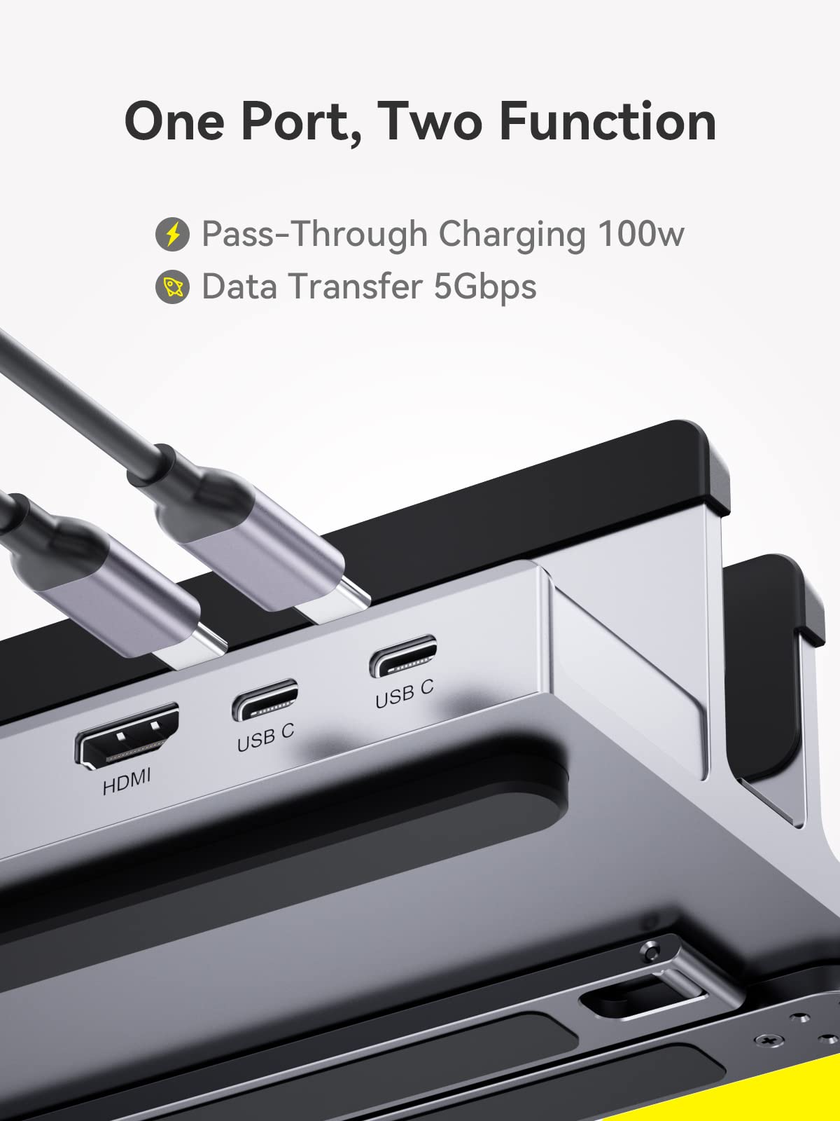 ドッキングステーション スタンド一体型: QUUGE 7-in-1 USB ドック 縦置き型 HDMIポート ドックステーション 4K@60Hz映像出力 USB-C ハブ スタンド型 PD対応 85W急速充電 2×USB 3.0 5Gbpsデータ転送 1G