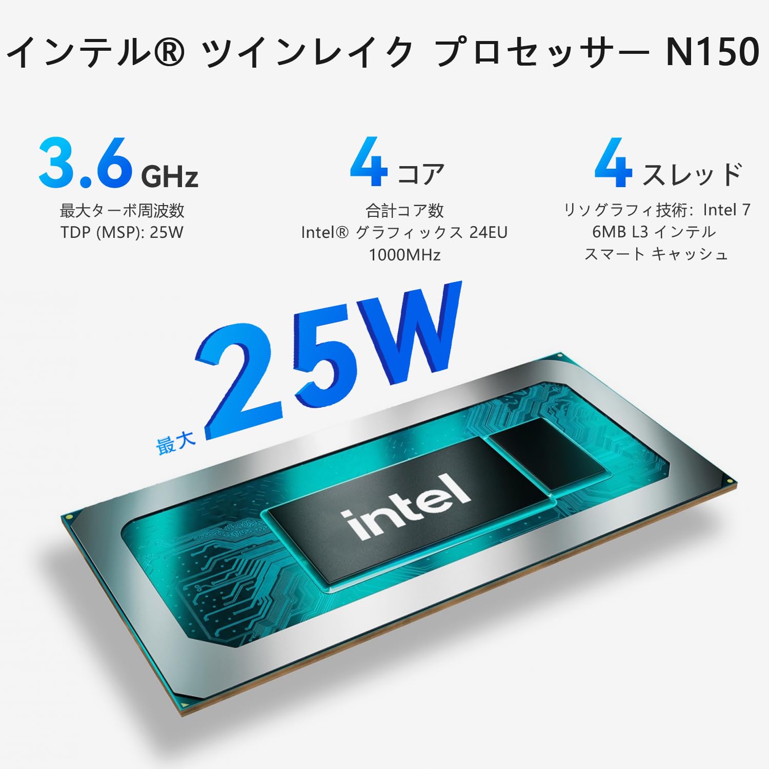 Beelink EQ14 ミニPC、Intel Twin Lake N150 ミニゲーミング PC、16GB DDR4 500G SSD ミニコンピューター (4C/4T、最大 3.6 GHz) WiFi 6、Bluetooth 5.2、2*2.5G LA