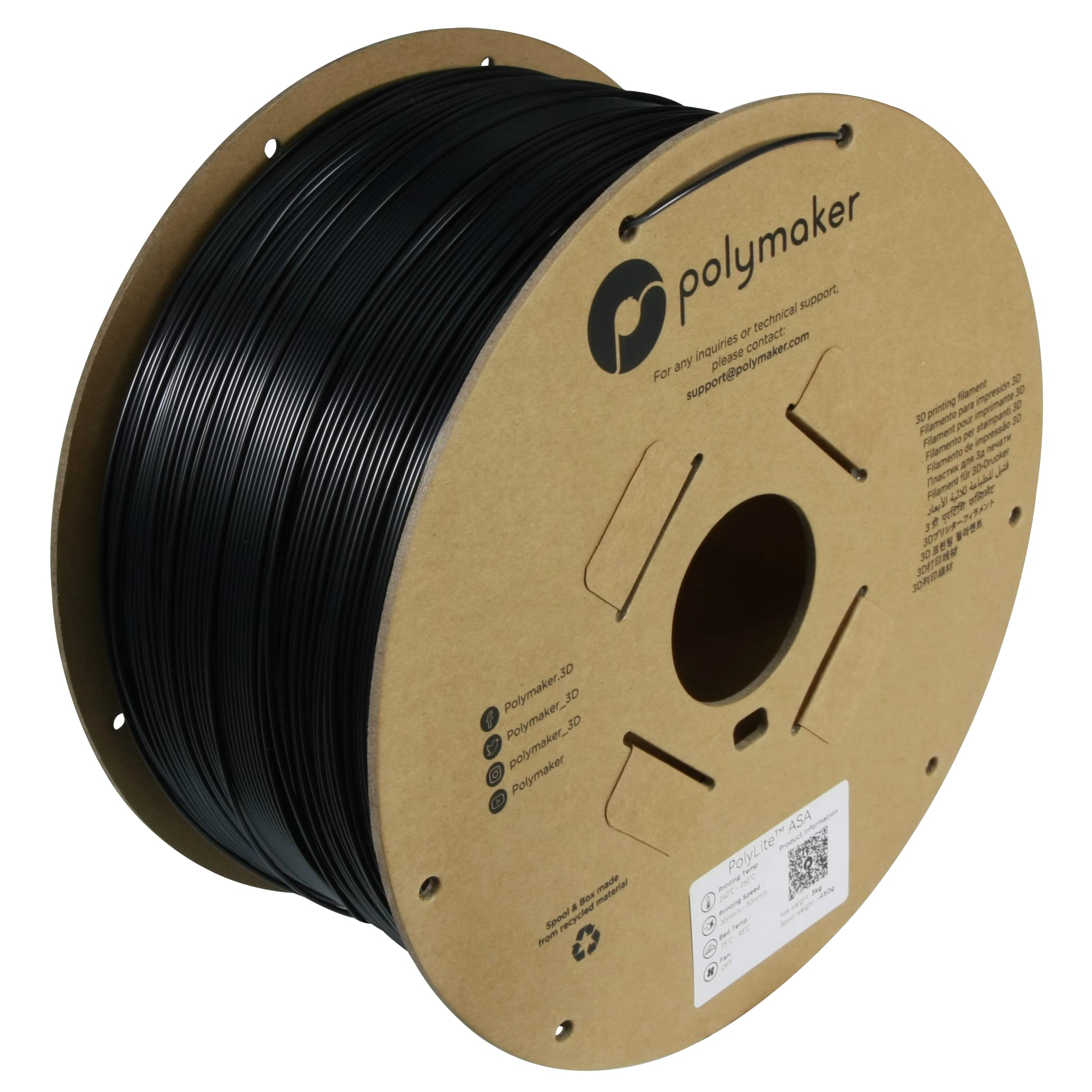 ポリメーカー(Polymaker) 3Dプリンター用高耐候性フィラメント PolyLite ASA 1.75 mm 3Kg大容量ブラック｜Maison Outre