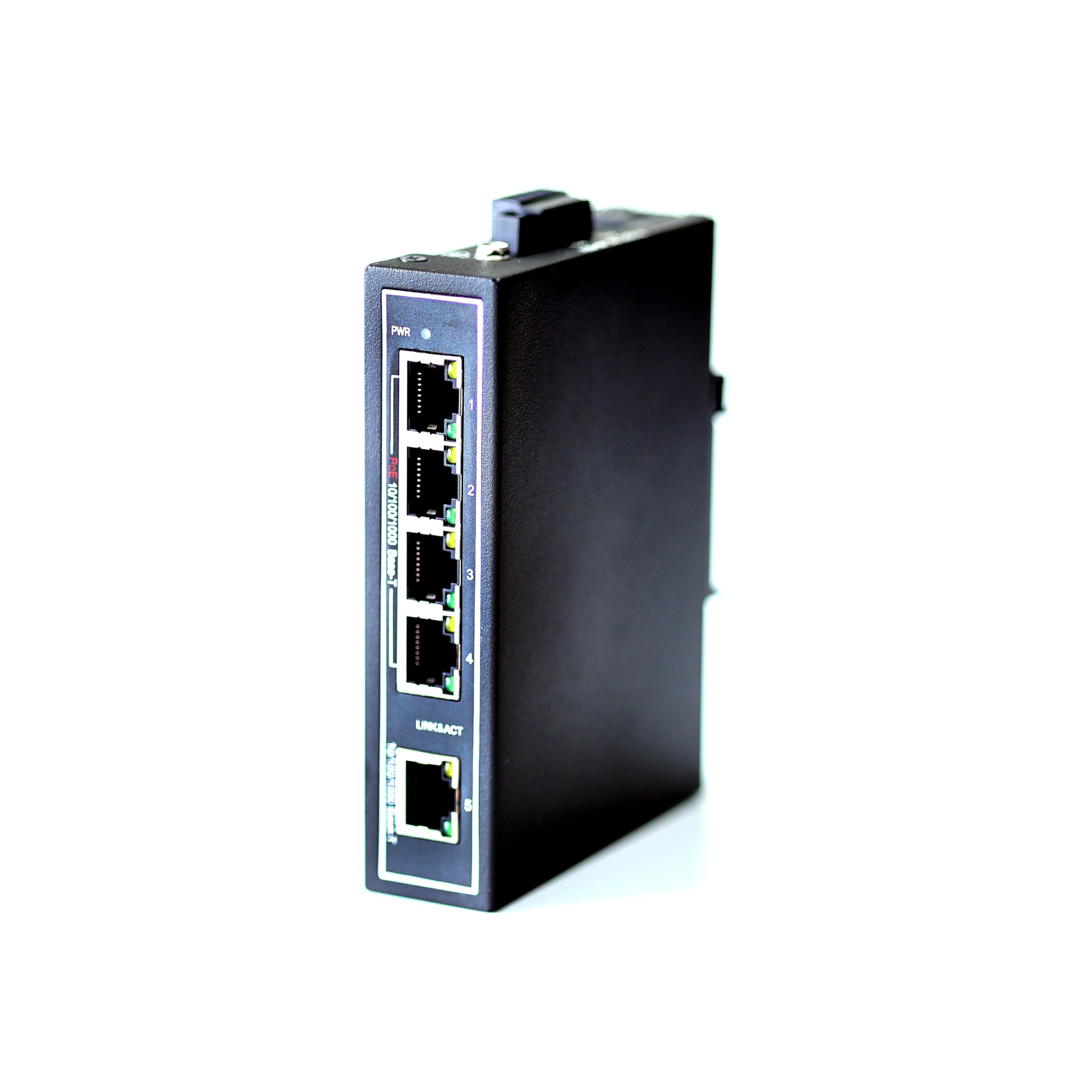 WIWAV WDH-5GT-POE 10/100/1000Mbps 5ポートPOEギガビット産業用イーサネットスイッチ/広範囲動作温度対応(-30~+75°C) 超小型 DIN 金属筐体 IP30 UL認証