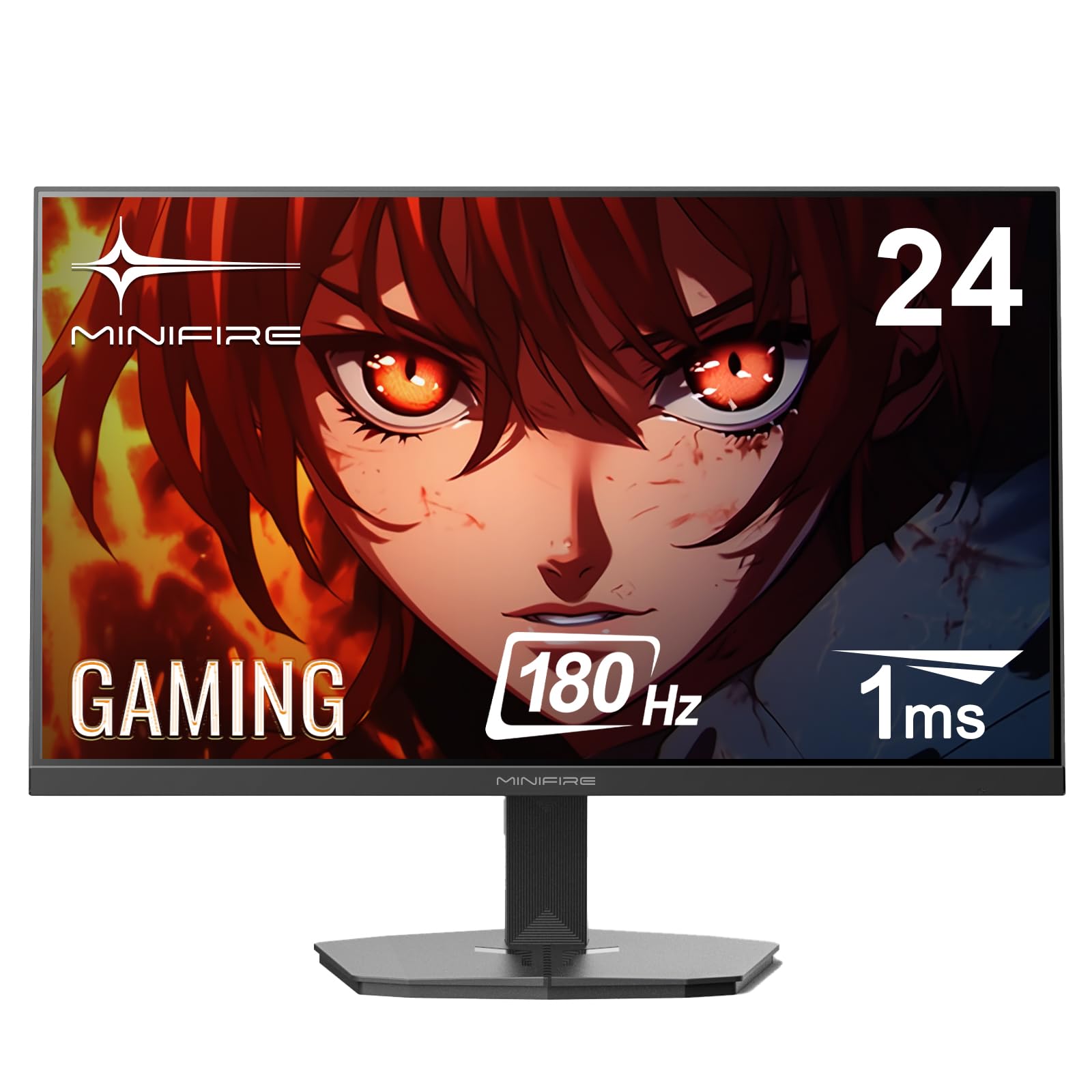 Minifire ゲーミングモニター 24インチ 180Hz 内蔵スピーカー sRGB 110% HDR10 300cd/m・ DCI-P3 80% Adaptive Sync FHD 16.7M(8 bits) VESA 75*75mm DP1.4 HD