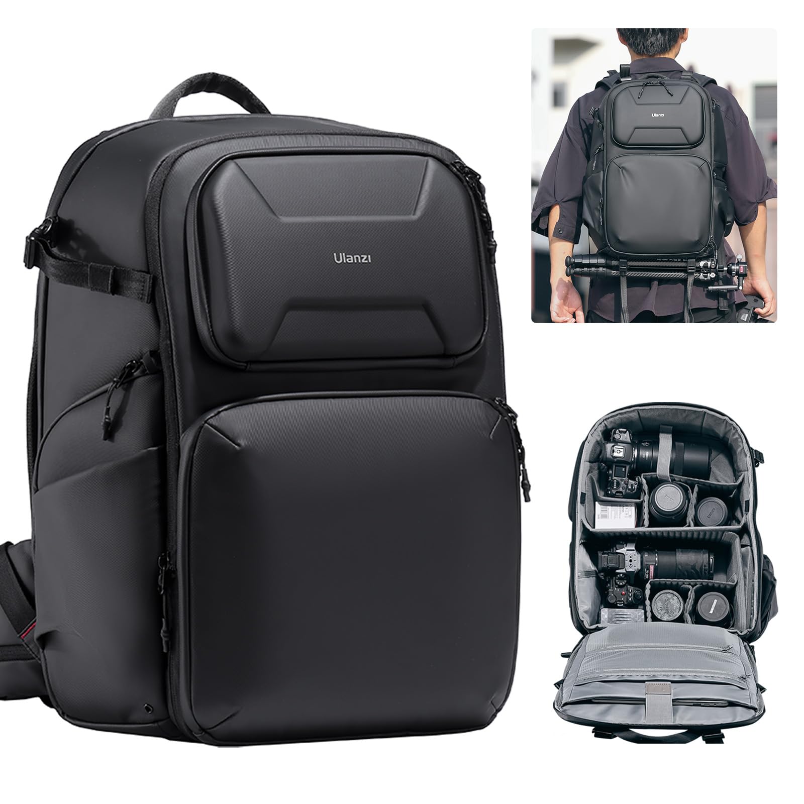 [VIJIM] Ulanzi BP10 カメラバッグ バックパック リュック 大容量 25L+10L サイドアクセス ハードカバー付き 一眼レフカメラ 三脚 小物収納 仕切り調整可能 撥水加工 盗難防止 撮影用バッグ 旅行 撮影 登り アウトドアに適用 ブ｜Maison Outre