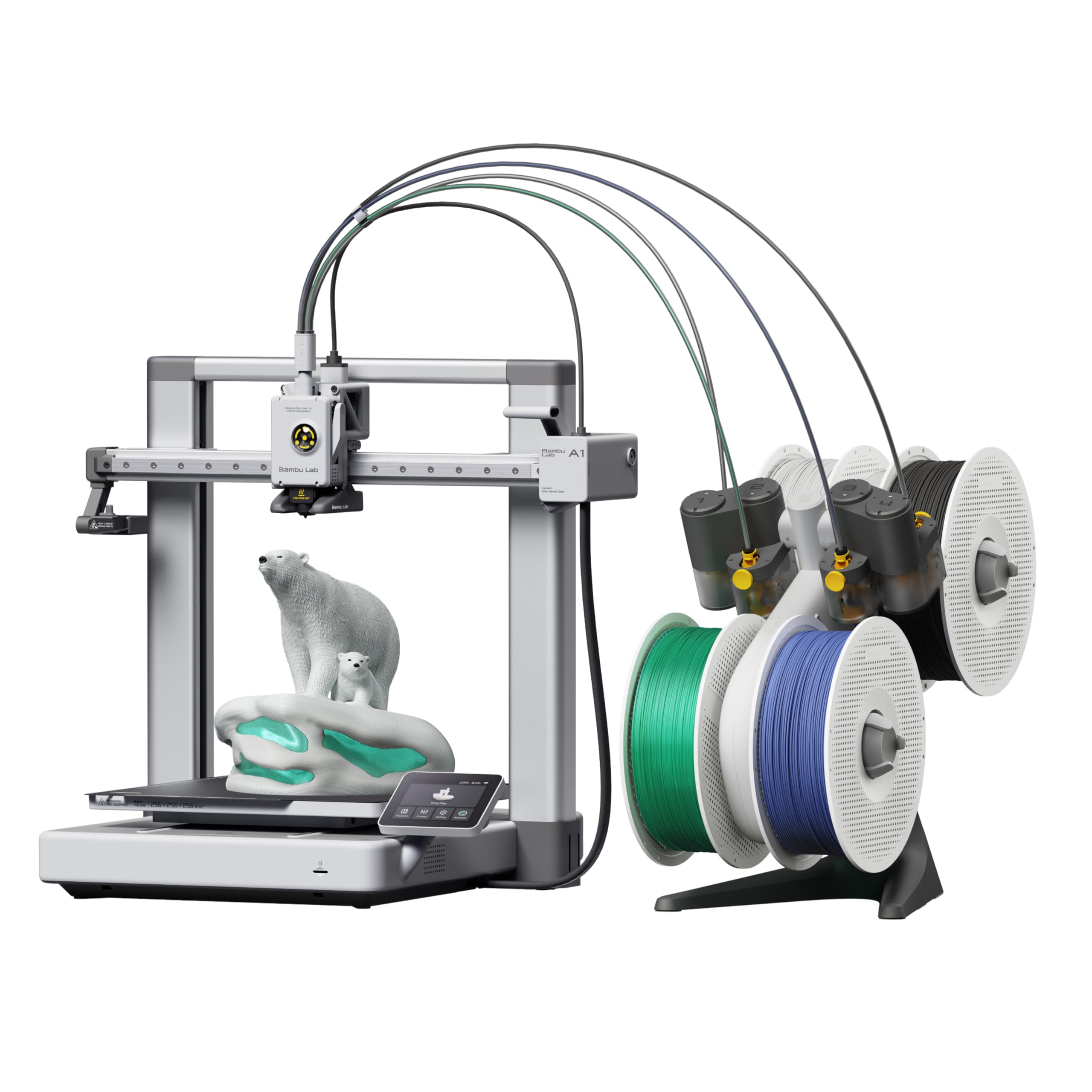 Bambu Lab A1 Combo 3D プリンター、AMS lite付き、多色造形対応、組立簡単、500mm/s 高速高精度、全自動キャリブレーション＆流量補正、自動レベリング、メンテンナス簡単、静音造形（_48dB）、造形サイズ：256 * 256 ｜Maison Outre