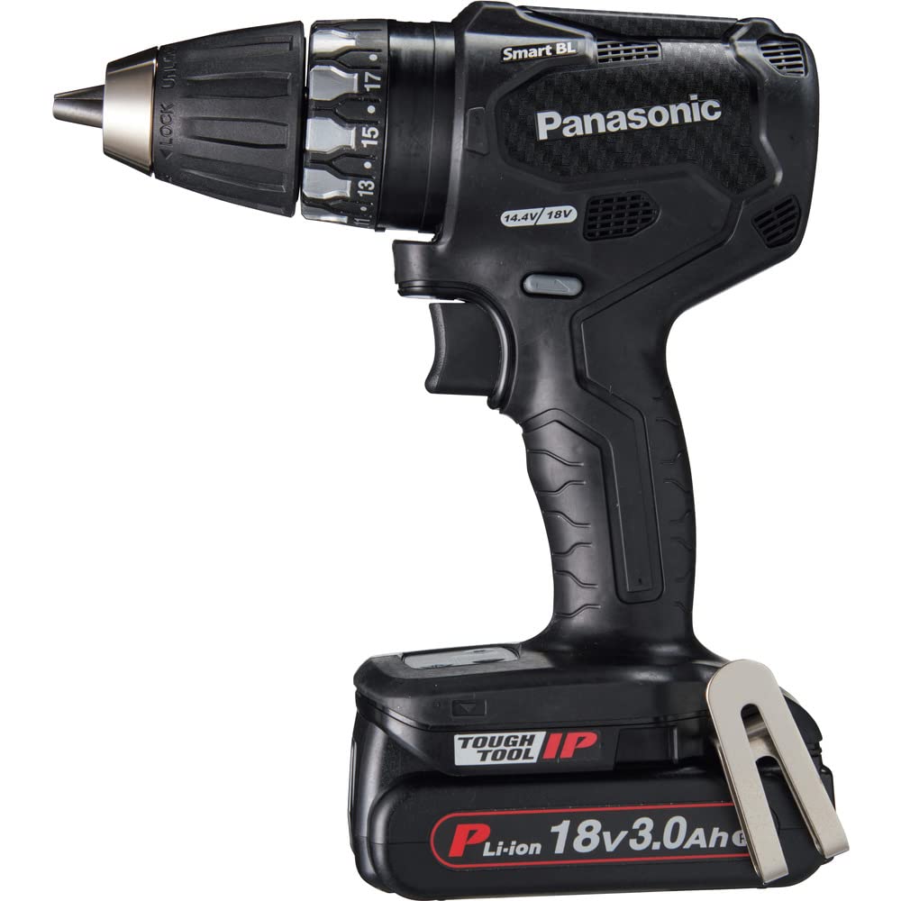 パナソニック 充電ドリルドライバー 18V 3.0Ah電池パック×2個/充電器/ケース付 デュアル (14.4V/18V対応) タップモード搭載 IP56 EZ74A3PN2G-B ブラック