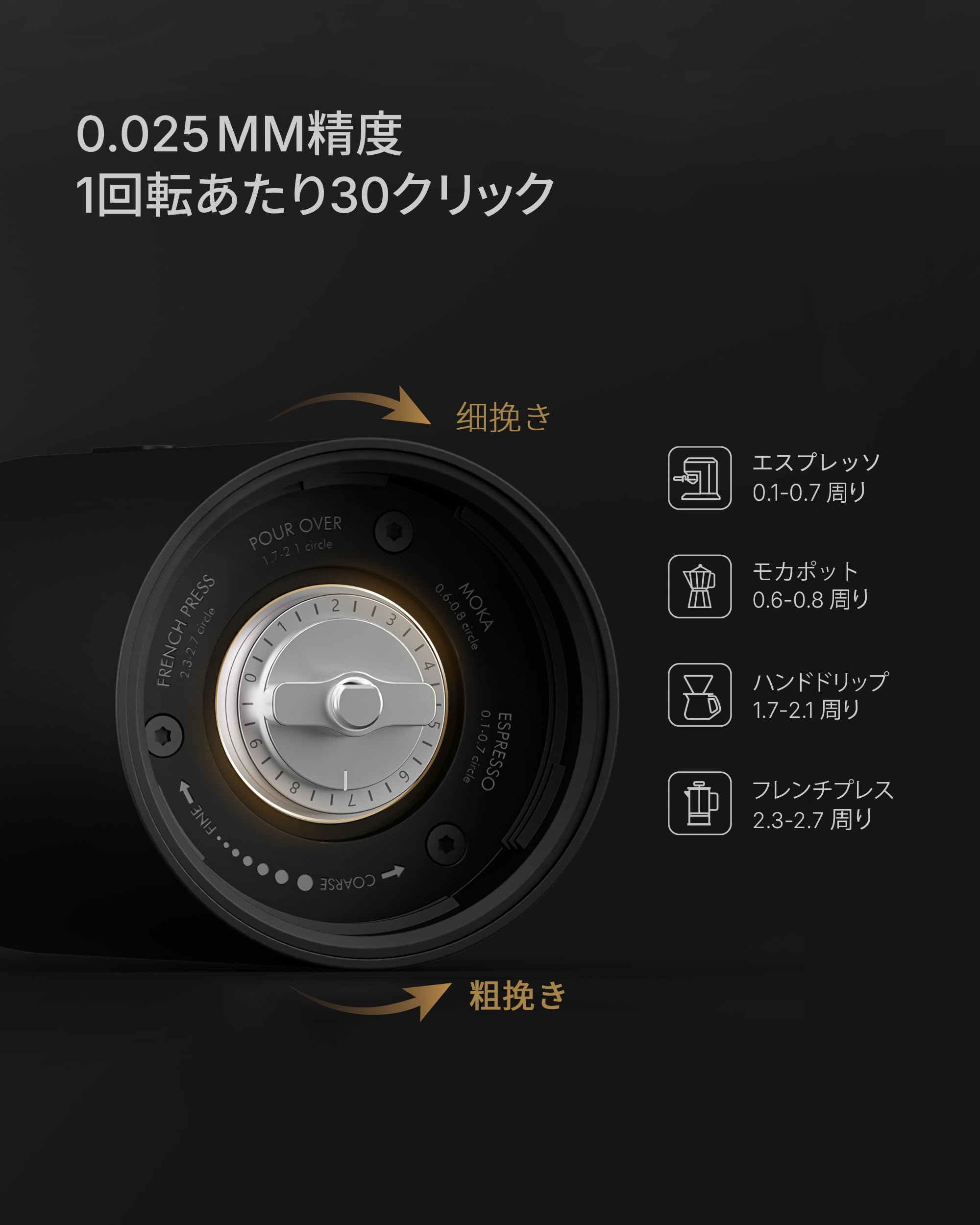 TIMEMORE Whirly 01S コーヒーミル 電動 コーヒー豆粉砕機 タイムモア コーヒーグラインダー S2C-042-EI特許取得八角刃ブレード 30段階調整 コンパクト設計 家庭用 旅行 アウトドア|Maison Outre