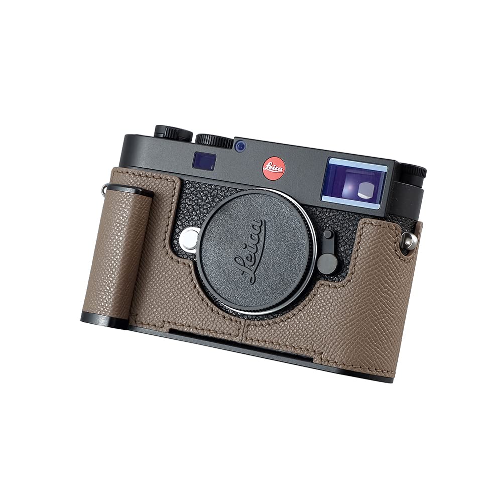 SIUTATDSH カメラハーフケース Leica M11/M11-P/M EV1用 ヴィンテージメタル本革カメラ保護ケース スタイリッシュ ポータブル 耐衝撃 (グレー)|Maison Outre