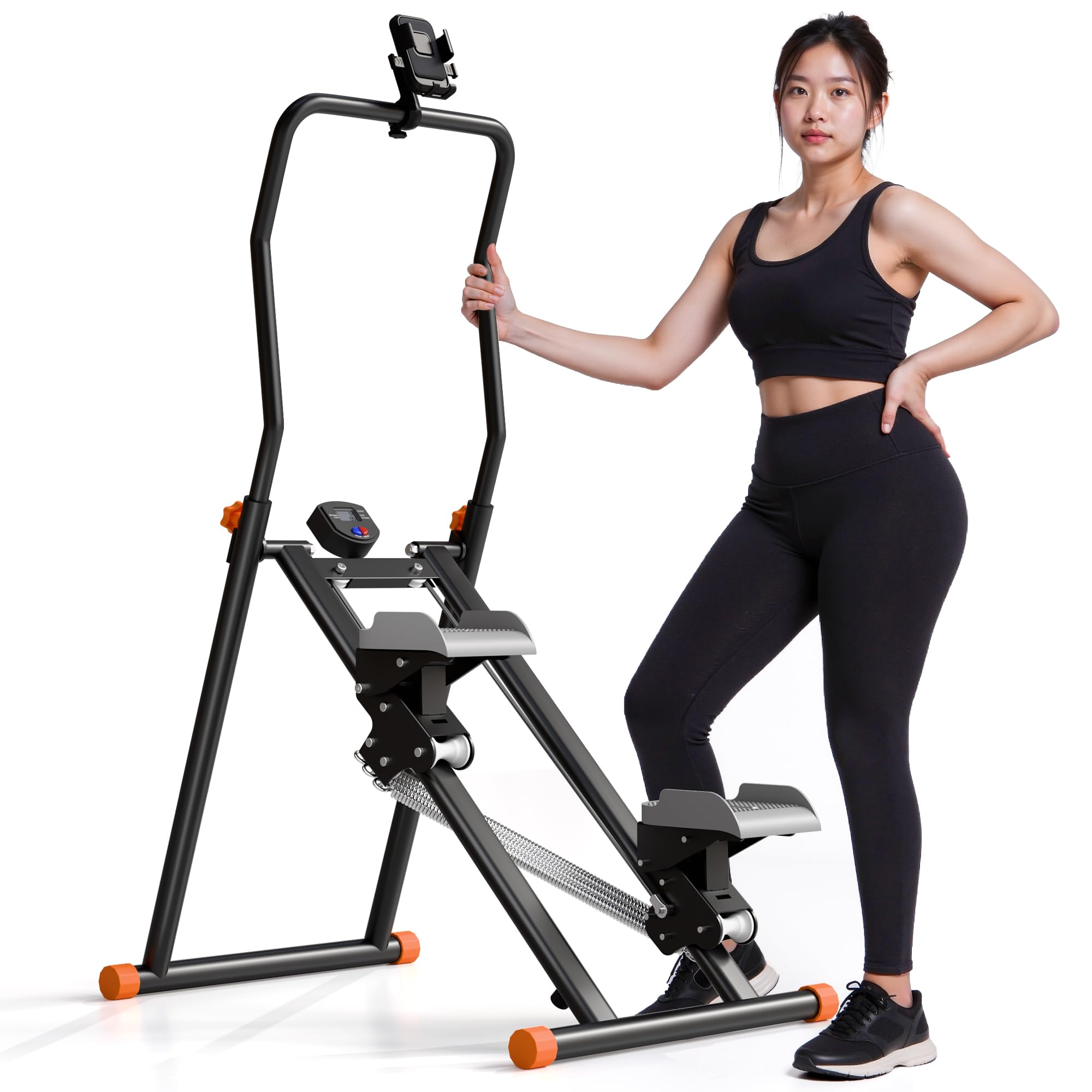 RYGEO 足踏み機昇降足踏み機垂直タラップ機LCDディスプレイ付き荷重150 kg折り畳み可能角度調節高さ調節足踏み式健康足踏み機階段タラップ機階段足踏み機省スペース室内有酸素運動滑り止めフィットネス器材健康設備フィットネストレーニングダイエット器材脂肪