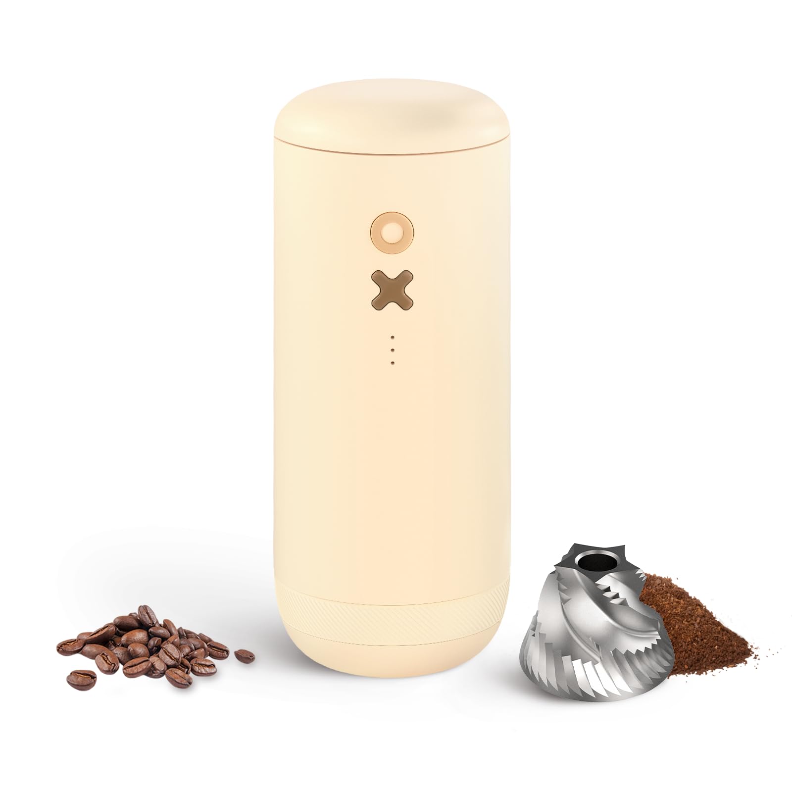 Nuttii OX Lite ブランド電動バーコーヒーグラインダー - 静音、ミニ、USB充電式、調節可能な円錐バーミル 20種類のグラインド設定 エスプレッソ、注ぎ、フレンチプレス、Moka用 (アーモンドクリーム)｜Maison Outre