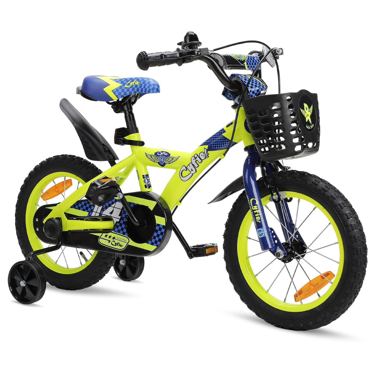 CYFIE 子供用自転車 14/16/18インチ 男の子 幼児用 補助輪付 カゴ付 泥除け 子ども用ロードバイク 3・9歳 バランス感覚養成 子供のギフト カッコいい 組み立て簡単 キッズ・ジュニア用自転車 幼児 小学生 誕生日プレゼント クリスマス こど