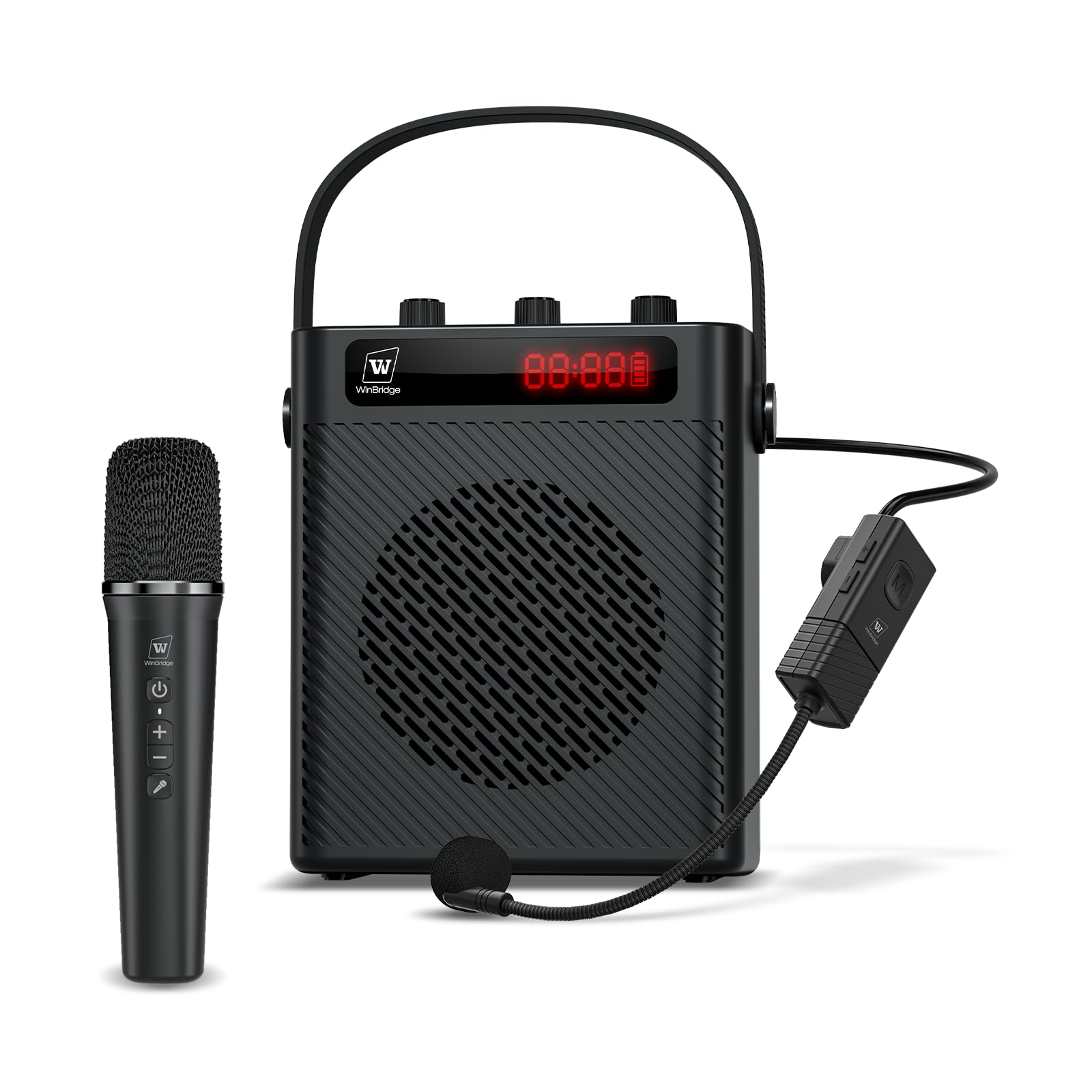 WinBridge ポータブル拡声器 40W スピーカーセット PAシステム ヘッドセット ハンドマイク 2人同時使用 音楽再生 ECHO/録音/USB/AUX/TFカード 充電式 室外、イベント、大道芸、 教室、インストラクター、ガイド、小さなパーティー｜Maison Outre
