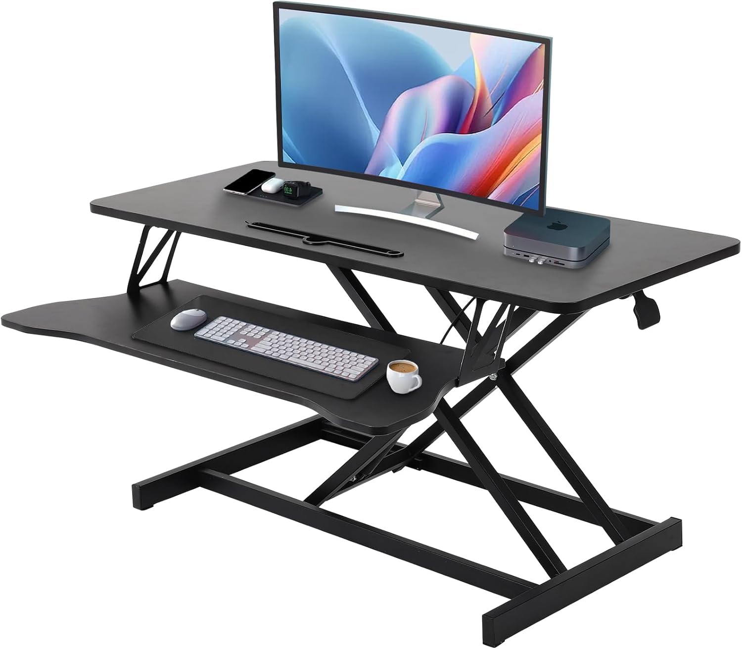 TechPeak スタンディングデスク 卓上 天板サイズ95×40x50cm ガス圧昇降式デスク立ち 卓上デスク 高さ11~51cm 机上 静音 組立不要 耐荷重10kg 無段階座位立位両用デスク デスクライザー パソコンデスク 座り過ぎ解消 在宅勤務(二|Maison Outre