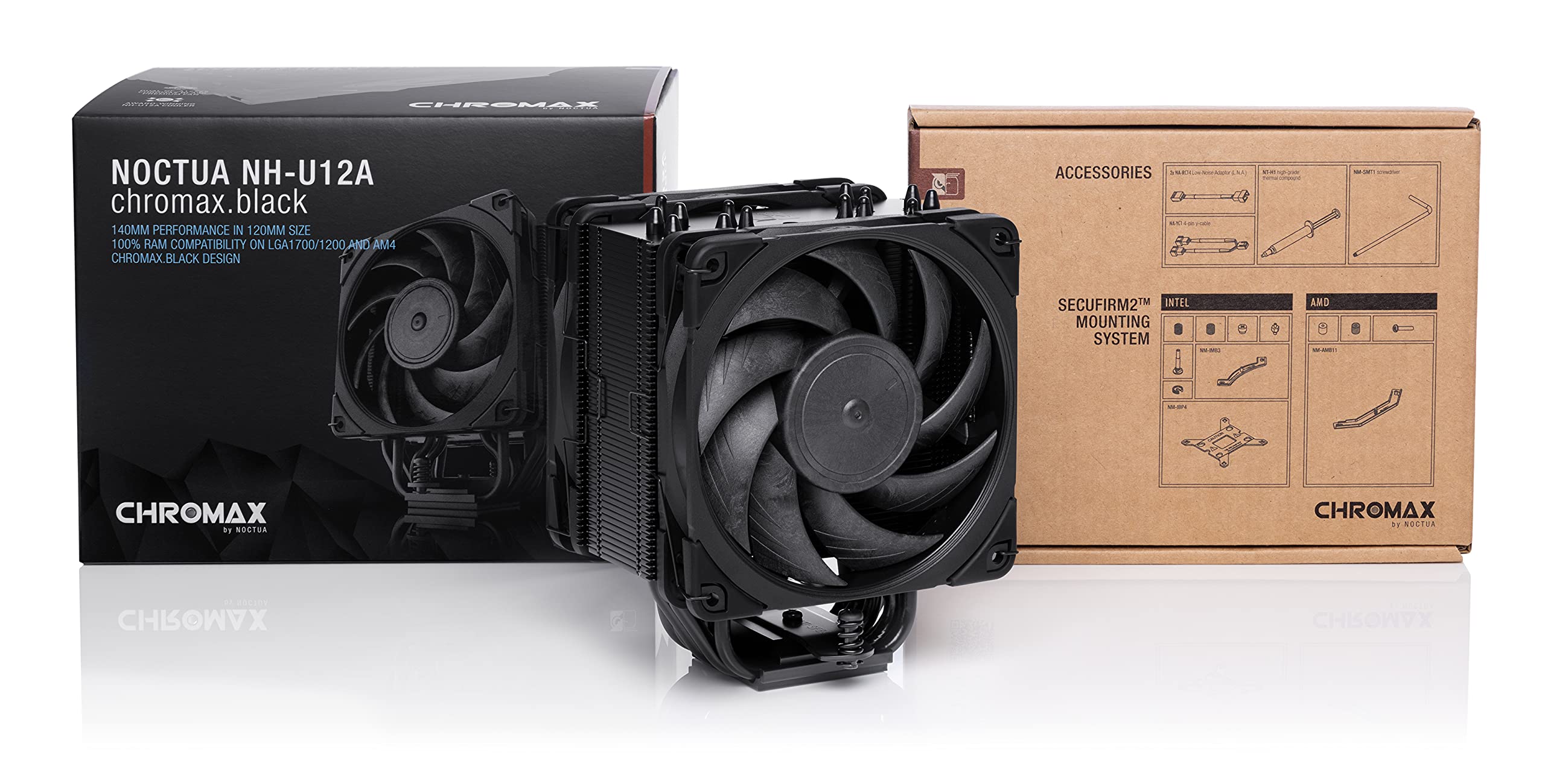 Noctua NH-U12A chromax.black, 120mm シングルタワー CPUクーラー (ブラック)｜Maison Outre