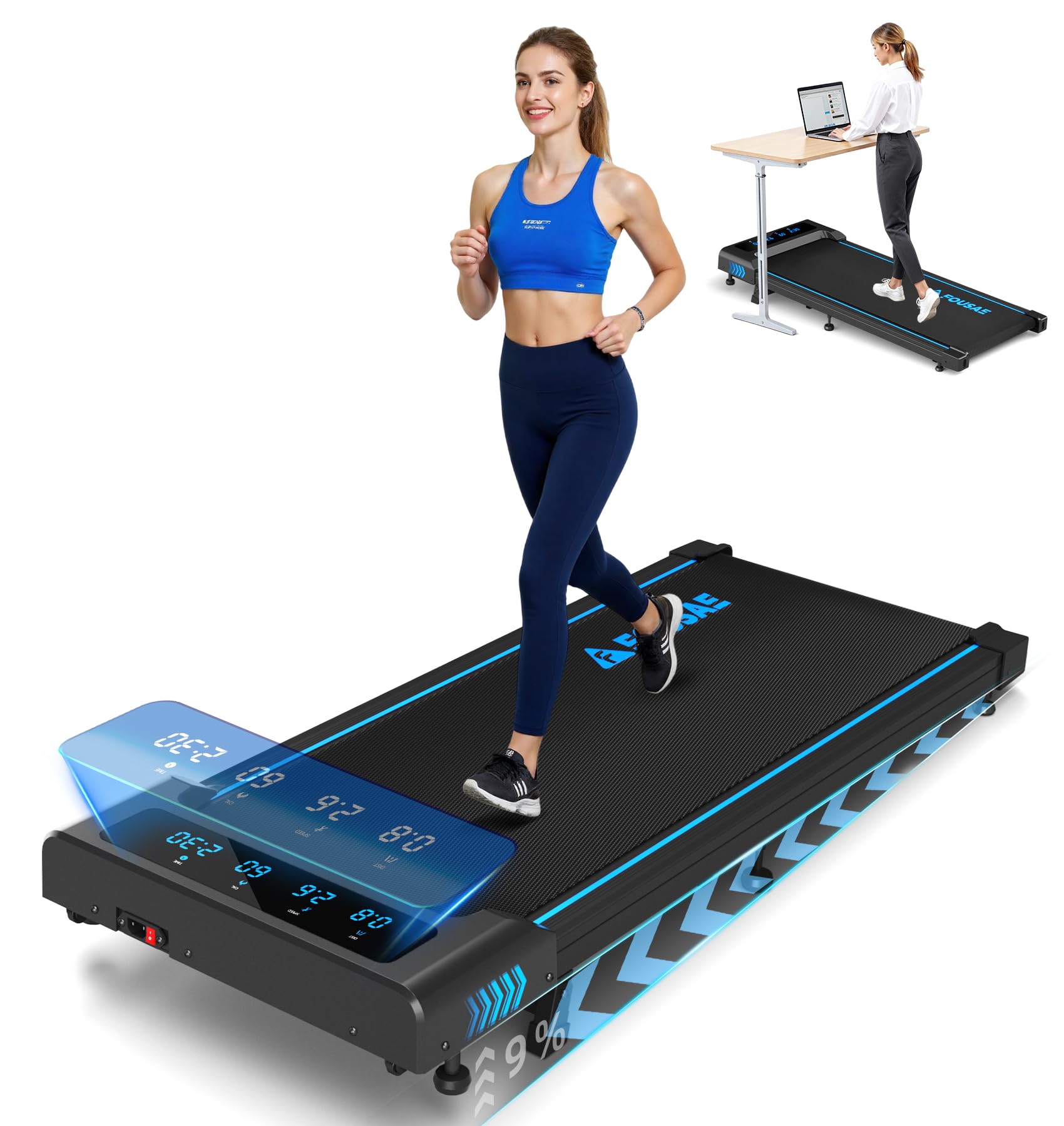 FOUSAE ランニングマシン ルームランナー 家庭用 最大傾斜9% 4in1 1～10km/h ウォーキングマシン 2.5馬力ブラシレスモーター 内蔵12HIITプログラム コンパクト設計 フルスクリーンLED 耐荷重150kg 男女兼用 付属リモコン｜Maison Outre