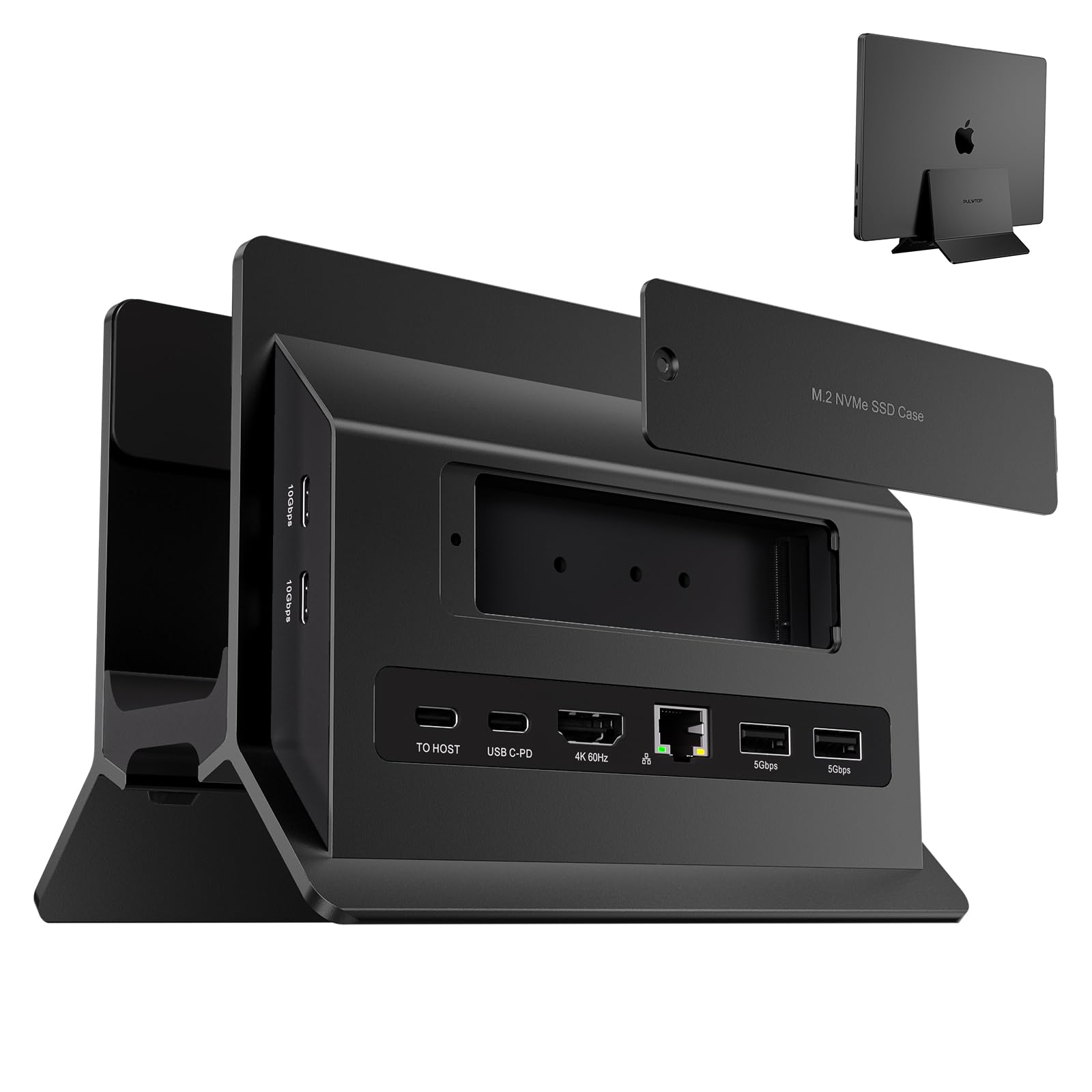 PULWTOP USB C ドッキングステーション Macbook Pro/Air用 縦置き Type-C スタンドとドック 一体型 拡張ドッキング 1*HDMI 4K@60Hz +1*SSDスロット付 (含まれない) + 2*USB-A 3.0+ 2*U|Maison Outre