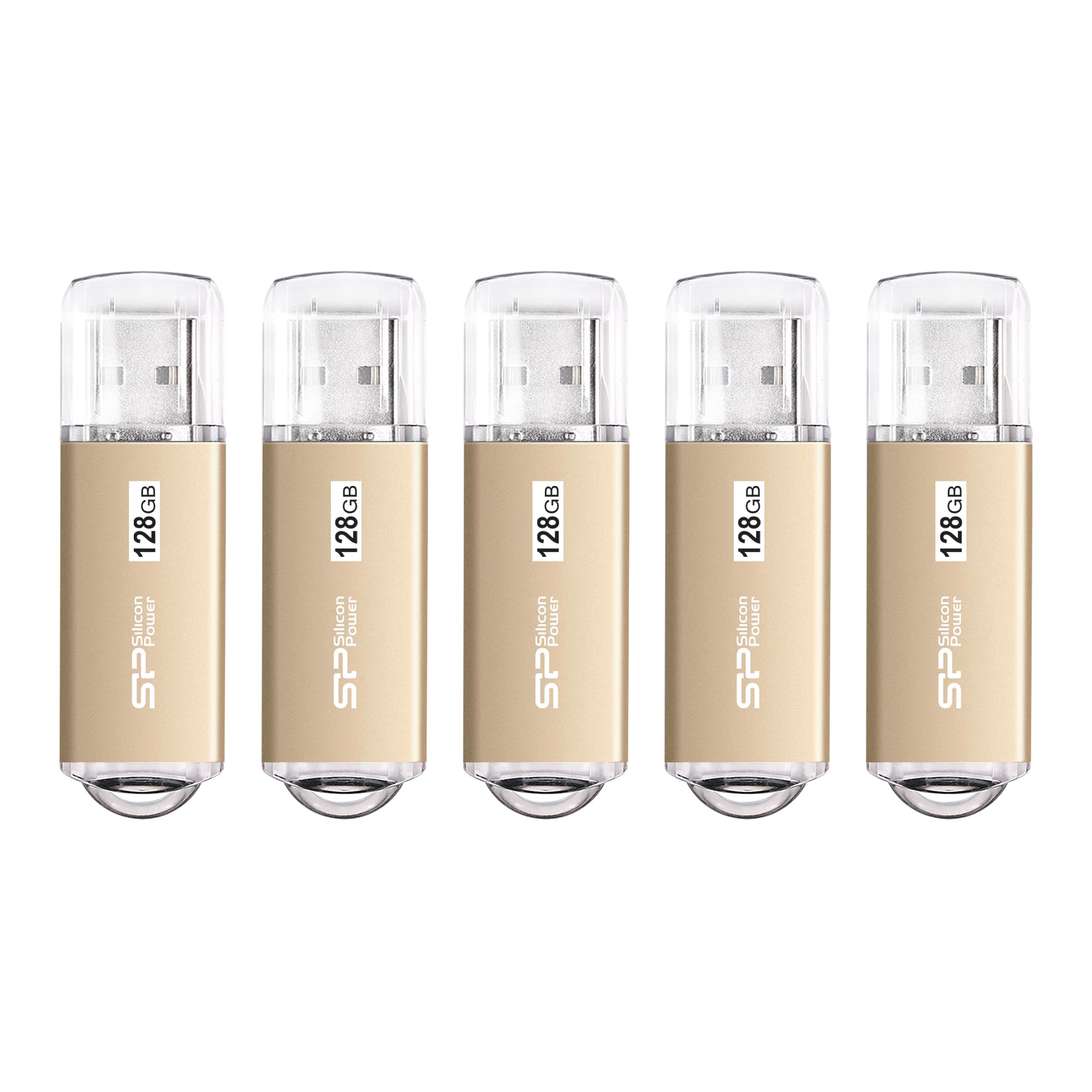 Silicon Power シリコンパワー 5パック 128GB USB 3.0/3.1 Gen1 USBフラッシュドライブ Blaze B02 (シャンパンゴールド)|Maison Outre
