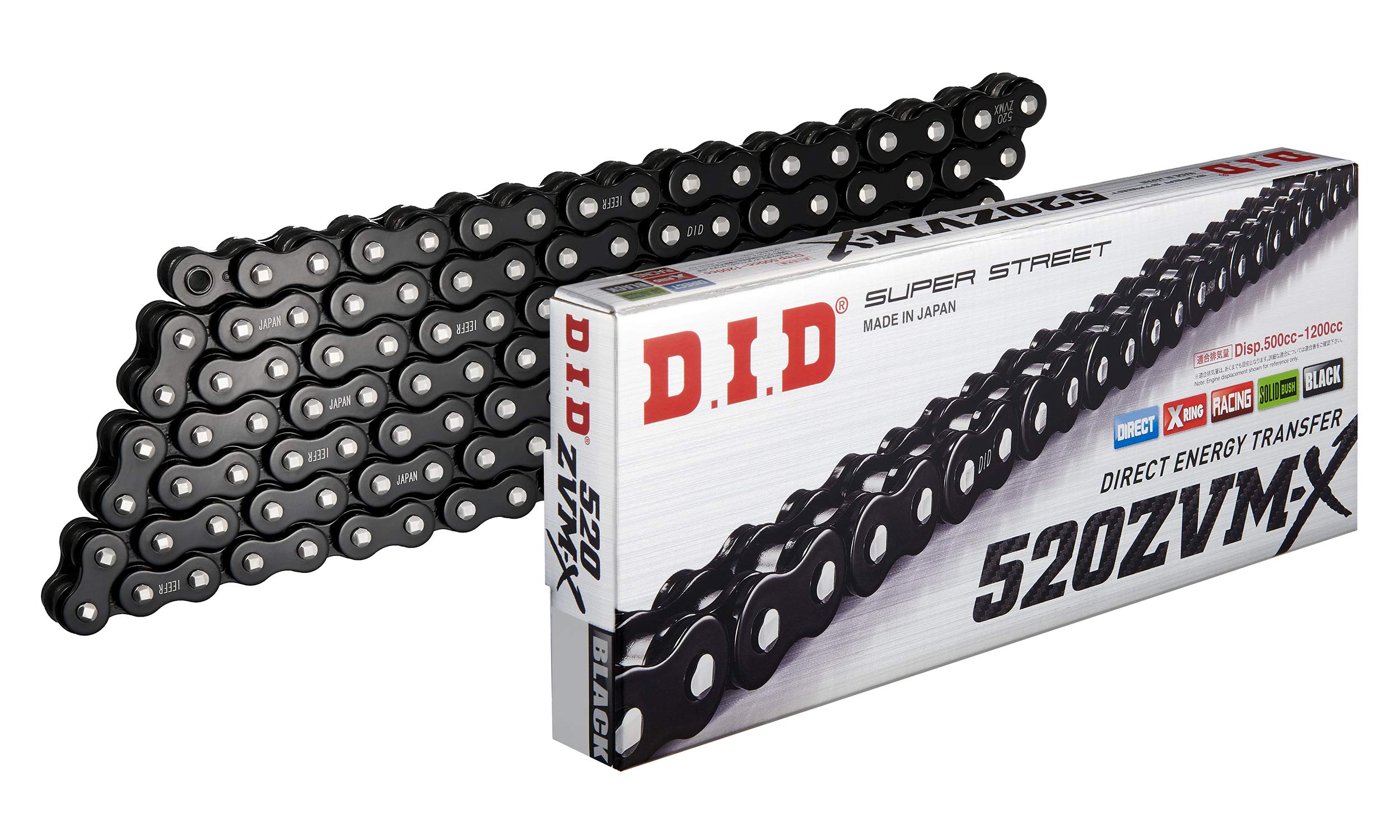 D.I.D(大同工業) バイク用チェーン カシメジョイント付属 520ZVM-X-110ZB BK&BK(ブラック) X-リング|Maison Outre