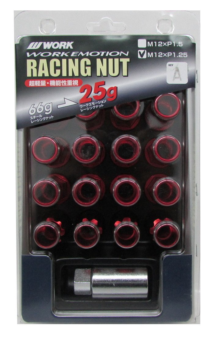 WORK(ワーク) ロングタイプロックナットセット 軽量レーシングナット レッド 19HEX M12&times;P1.25 全長50mmWORKRANUT-RD125｜Maison Outre 18,159円
