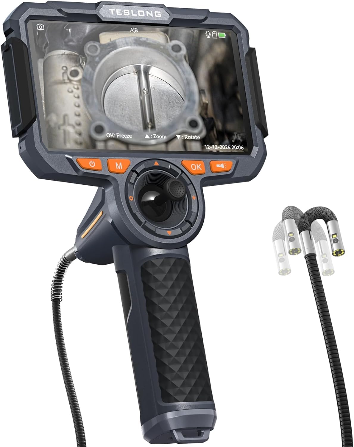Teslong360°回転式内視鏡カメラ 先端可動式ファイバースコープ 6インチ IPS液晶モニター1080P百万画素検査カメラ HD調整可能な工業用内視鏡 防水 32G SDカード HDデジタル内視鏡 LEDライト 懐中電灯付きエンドスコープ 点検用カメ|Maison Outre