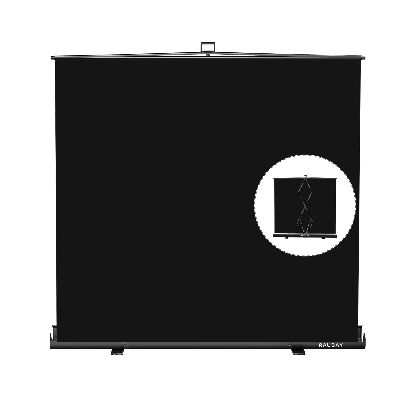 【より幅広い】RAUBAY 200x210センチメートルの大型折りたたみ可能な黒色幕布背景は、ポータブルで伸縮可能なパネルの写真背景で、スタンド付きです。ビデオ会議、写真スタジオ、ストリーミングに適しています。|Maison Outre