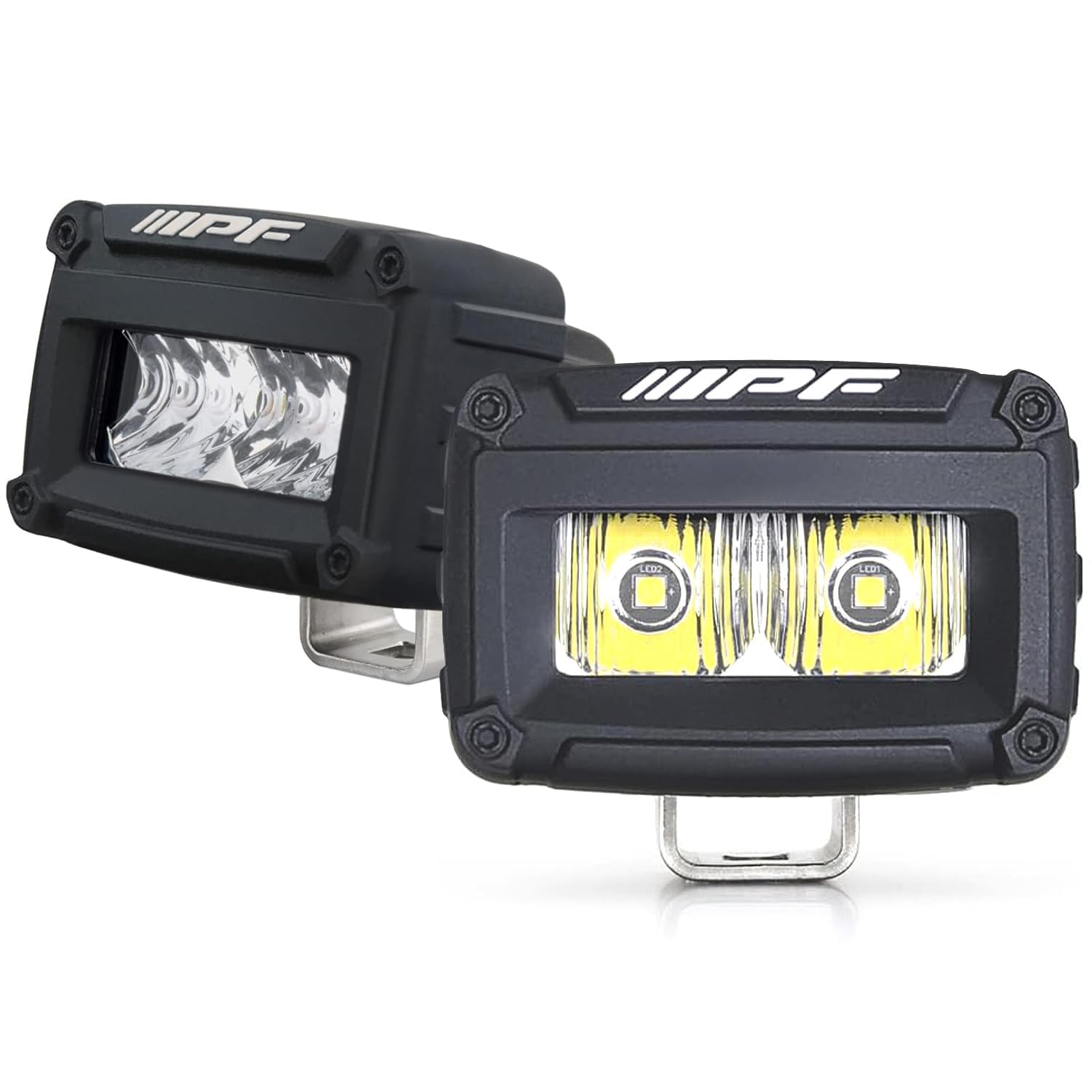 IPF フォグランプ LED 2インチ 角型 1400lm(13,600cd) 6000K ホワイト 12V用 2個入 ドライビング配光 シングルサイズ 軽量 コンパクト 防水 S-631｜Maison Outre