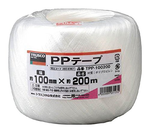 TRUSCO(トラスコ) PPテープ 白 100mm×200m TPP100200 × 60巻 【ケース販売】