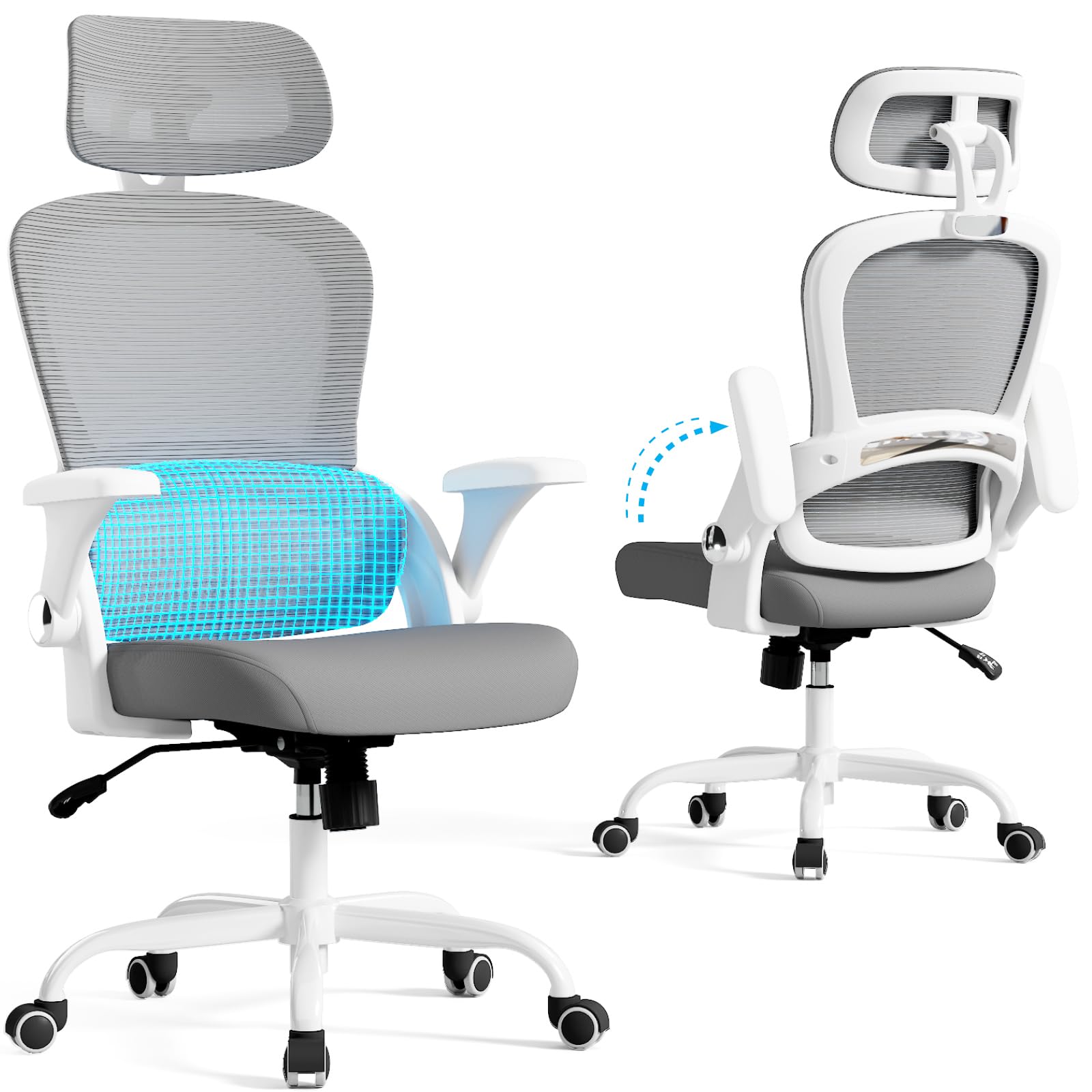 TRALT オフィスチェア - 椅子 デスクチェア イス Office Chair チェア いす - 勉強椅子 Chair ランバーサポート付き 跳ね上げ式アームレスト 通気性メッシュ ゲーミングチェア 腰痛対策 3Dヘッドレスト パソコンチェア ワークイ 9,334円