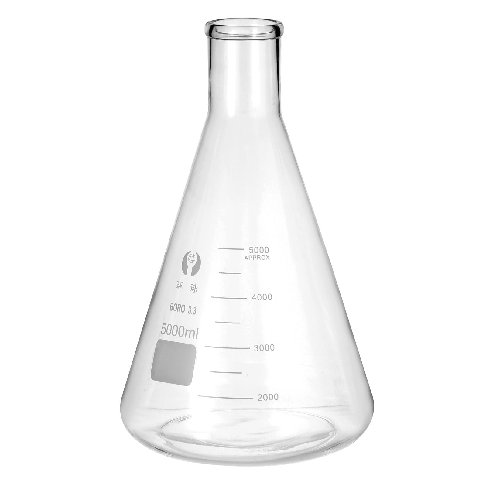 PATIKIL エルレンマイヤーフラスコ、5000ml 169oz 細口目盛付き 高硼珪酸ガラス製 印刷目盛付き 実験化学理科研修用｜Maison Outre