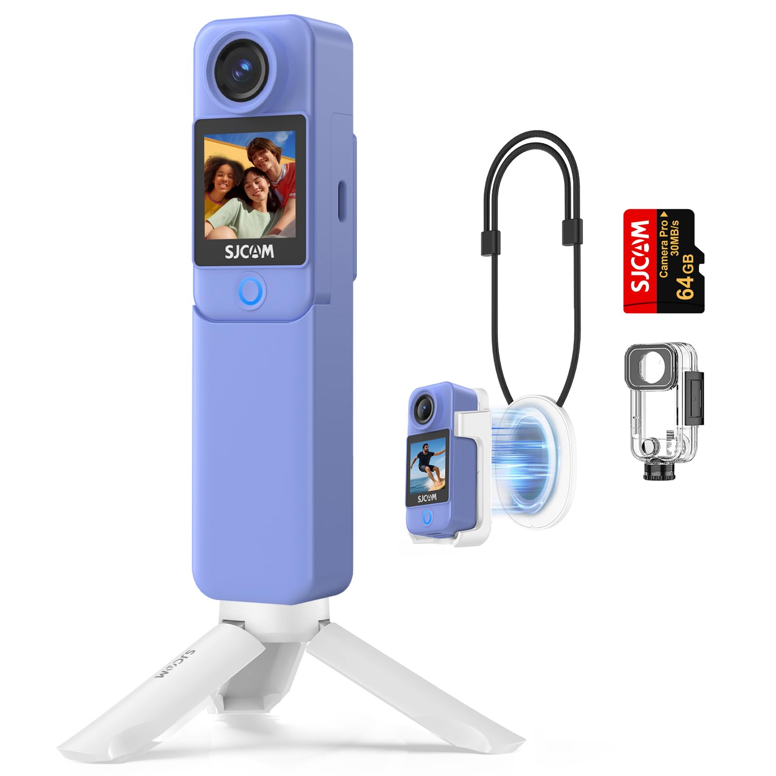 SJCAM C300 4K vlogカメラ C300Pocket 64GBカード|防水30M|7時間持続バッテリー|デュアルタッチスクリーン|154&deg;視野角ポケットハンドヘルドカメラ|6軸安定化POVカメラ|8倍ズームウェアラブルボディカム|ビデオログカメ｜Maison Outre