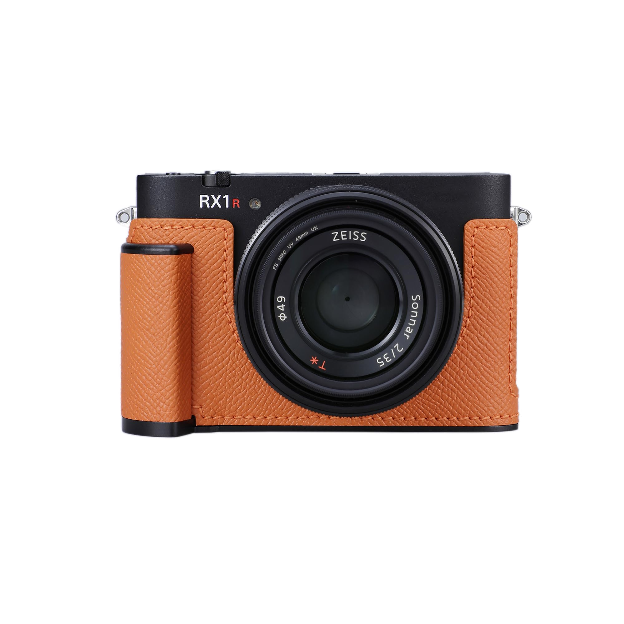 SIUTATDSH カメラハーフケース Sony Cyber-shot rx1riii rx1r3用、ビンテージメタル本革インスタントカメラ保護ケース Sony rx1m3用 スタイリッシュ ポータブル 耐衝撃 (オレンジ)｜Maison Outre