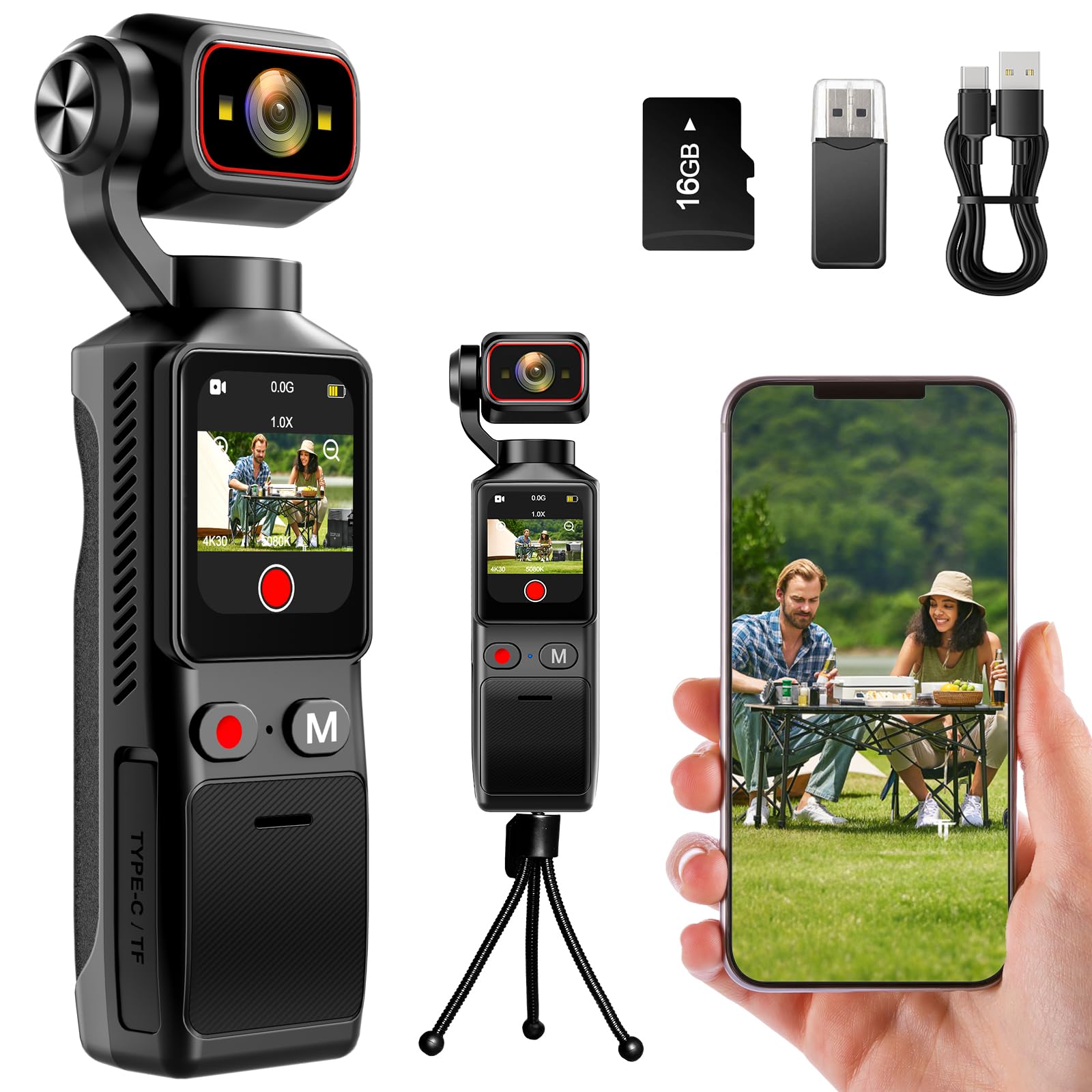 4Kアクションカメラ 小型ビデオカメラ Vlogビデオカメラ ウェアラブルカメラ小型 手ブレ補正 WiFi スマホ連携 1.69タッチモニター搭載 160度広角小型ボディカメラ 180&deg;回転レンズ 5h稼働 暗視機能【16Gカード付属】256GB対応 上書｜Maison Outre