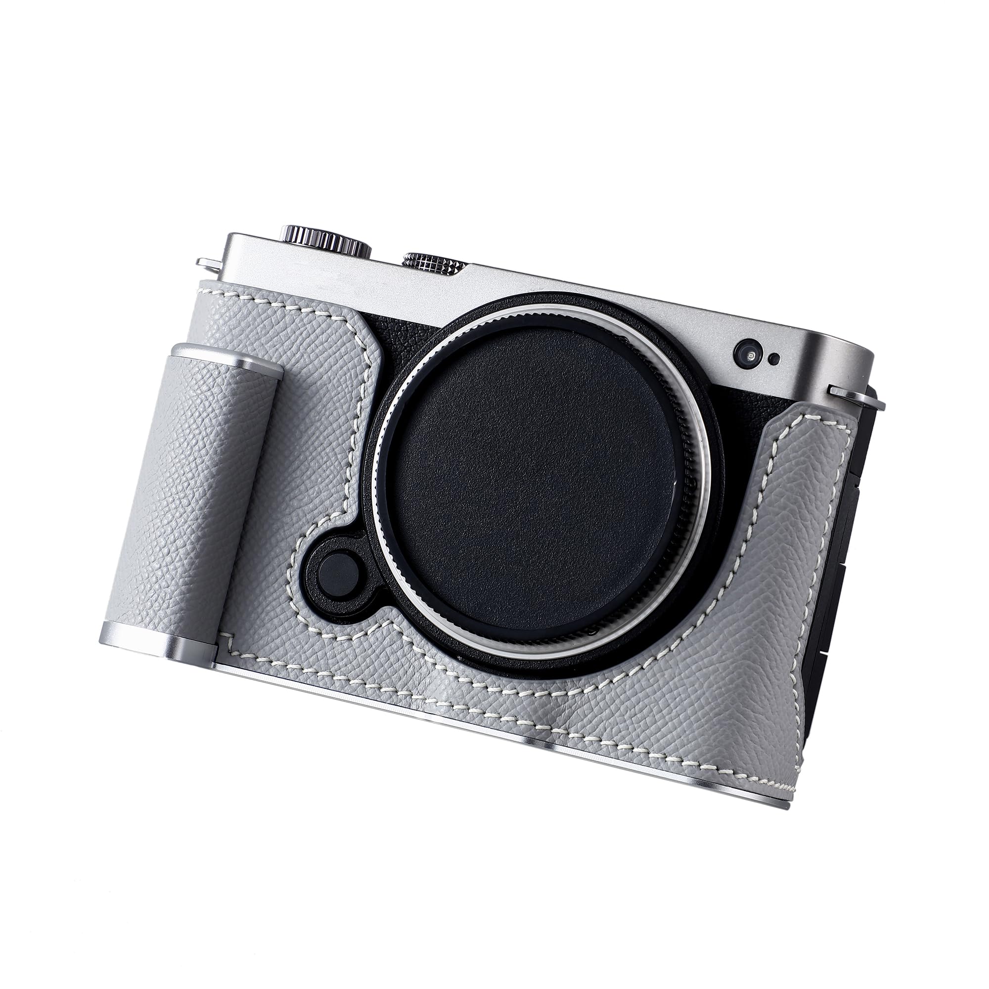 SIUTATDSH カメラハーフケース Panasonic Lumix S9用、ビンテージメタル本革インスタントカメラ保護ケース Panasonic Lumix DC-S9用ケース スタイリッシュ ポータブル 耐衝撃 (グレー)|Maison Outre