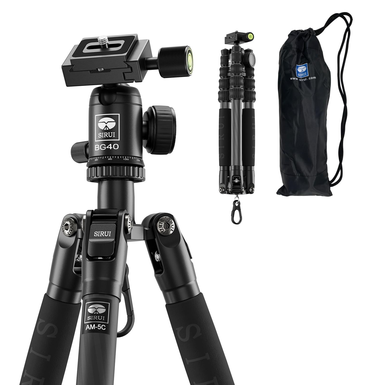 SIRUI トラベラー三脚、54.3インチ 軽量カーボンファイバー製トラベル三脚、ポータブルカメラ三脚、360°パノラマボールヘッド付き、Arca Swissクイックリリースプレート対応、最大荷重8.8ポンド AM-5C