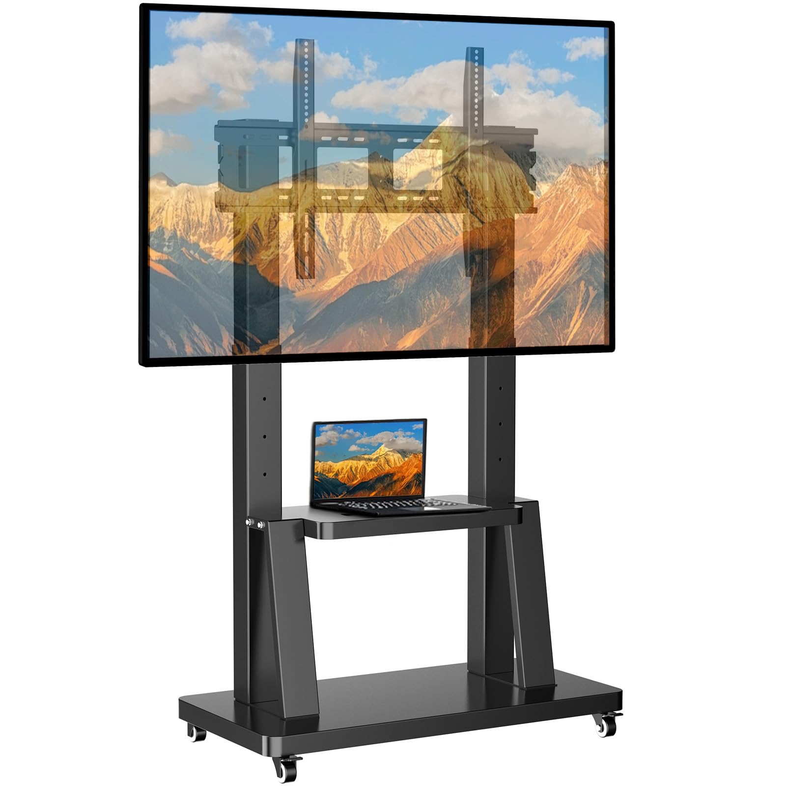 JXMTSPW 大型テレビスタンド ハイタイプ テレビスタンドキャスター付き 32-100インチテレビ/液晶ディスプレイに対応 VESA/横200~900mm/縦200・600mm 耐荷重80kg 高さ調節可能 移動式TV MOUNT 液晶/LED/LCD｜Maison Outre