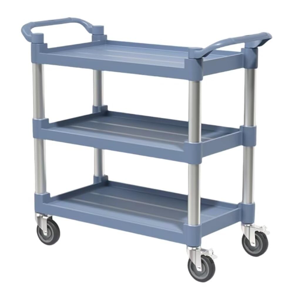 MISHIP 配膳ワゴン キャスター付 サービスワゴン グレー 業務用 幅64*奥行42*高さ93CM 耐荷重105KG 3段 大型 ハンドル 抗菌 ホテル レストラン お手入れ簡単 荷物運搬｜Maison Outre