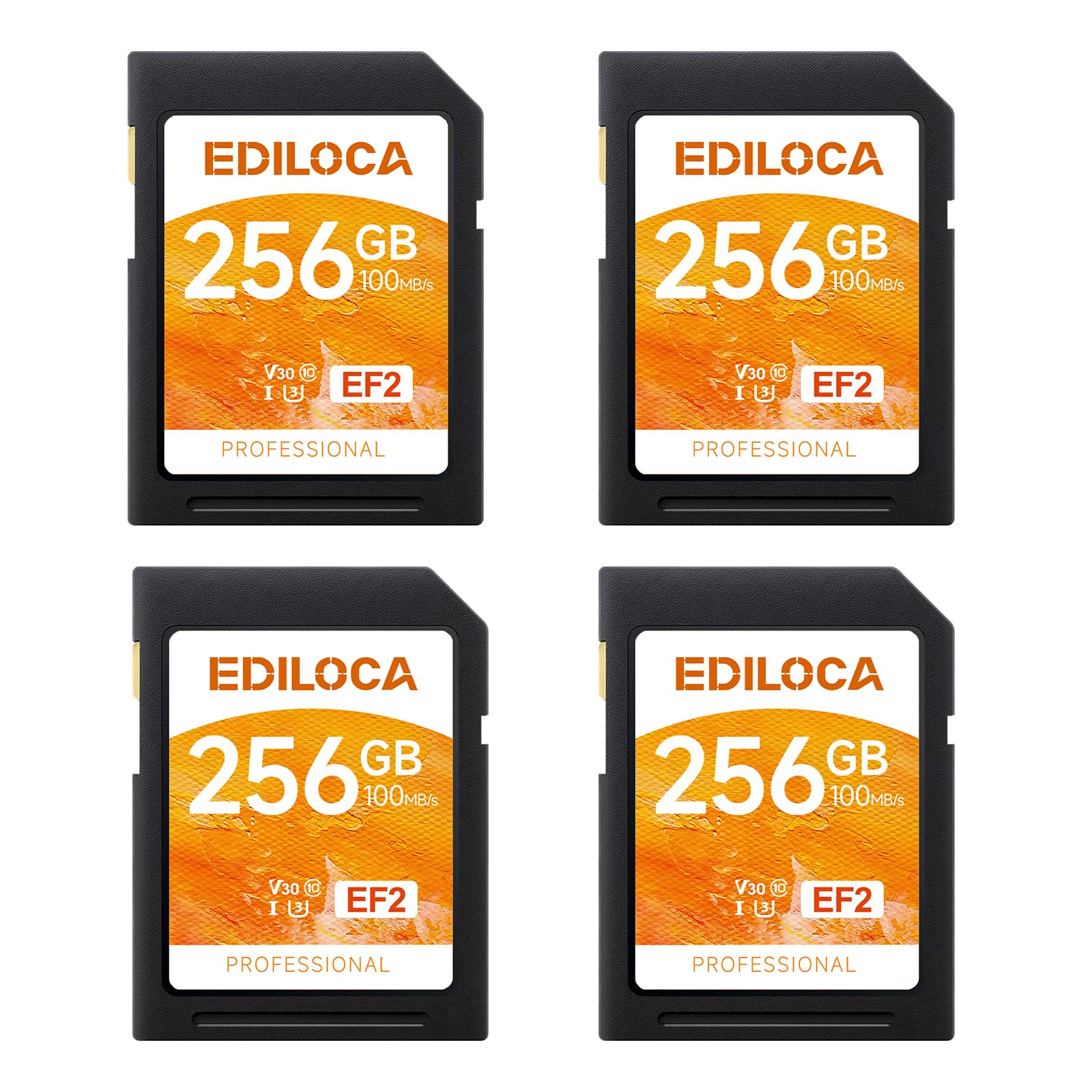 Ediloca EF2【4枚セット】256GB SDカード UHS-I Class10 U3 V30 高速 最大読取速度 100MB/s 最大書込速度 90MB/s メモリカード 4K/フルHD対応｜Maison Outre