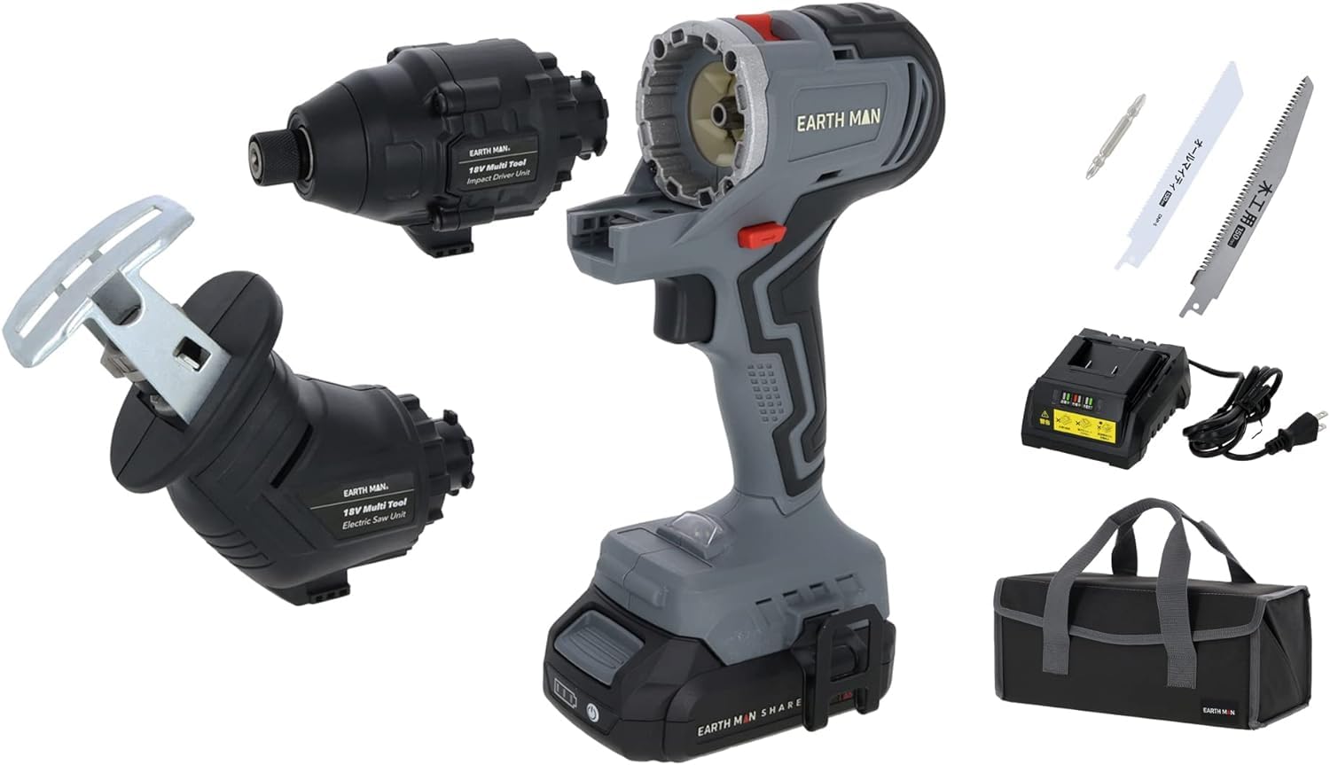 高儀(Takagi) 18V 充電式マルチツールセット インパクトドライバー 電気のこぎり EARTH MAN SHARE LINK ブラシレス SL-18BMTL-AS 電動工具