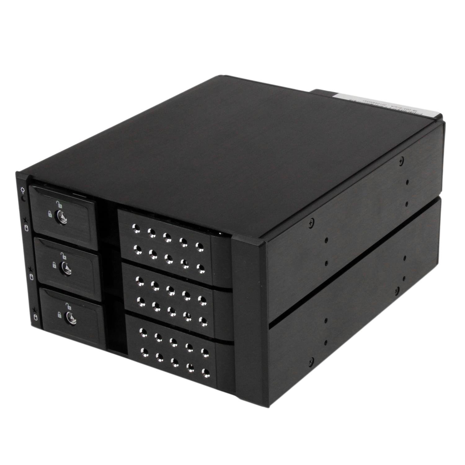 StarTech.com 3x 3.5インチ SAS 2.0/SATA 3.0ハードディスクドライブ対応モバイルラック インナートレイ不要 ホットスワップ対応 HSB3SATSASBA|Maison Outre