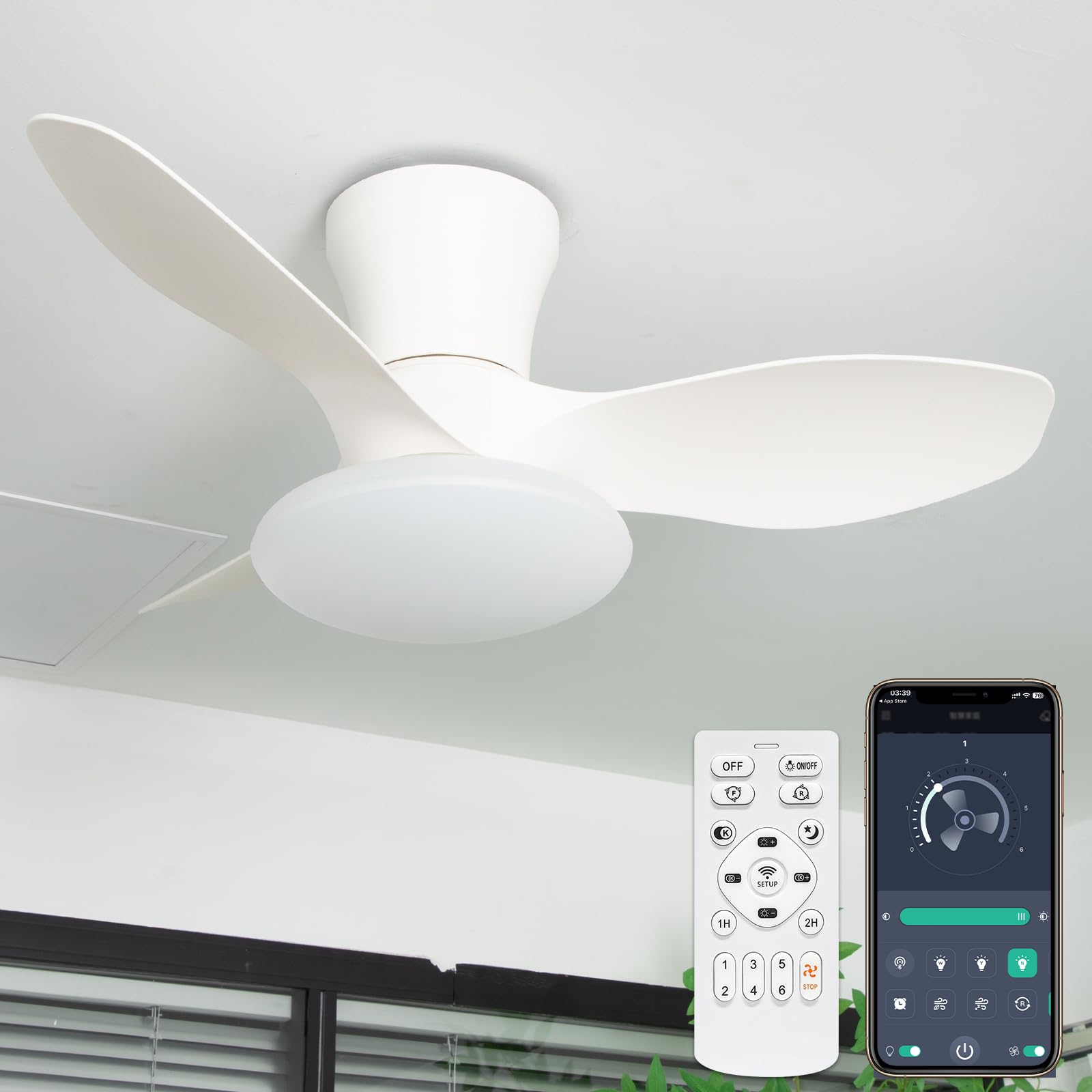 【特許取得・大光量＆大風量・静音】ONRIU シーリングファンライト led ファン付き照明 4500LM 160W相 10畳 サーキュレーター 風量6段階調節 無階段調色調光 DCモーター 常夜灯モード APP/2.4Gリモコン 省エネ メモリ/タイマー｜Maison Outre