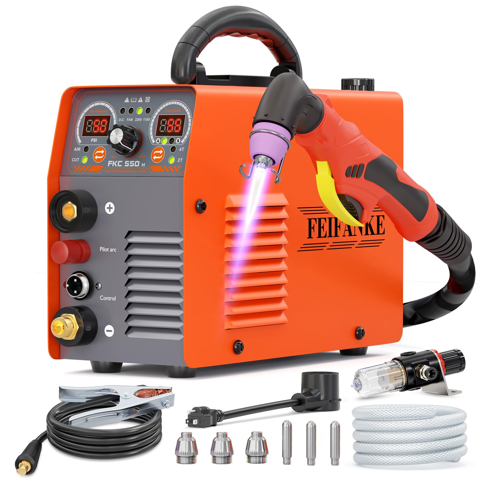 FEIFANKE プラズマ切断機 100V/200V兼用 最大切断厚18mm 55Amp プラズマカッター 非接触高周波エアカレント IGBT インバーター 2T/4T制御 ステンレス鋼、アルミニウム、銅の切断用｜Maison Outre