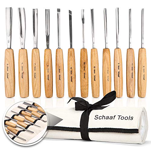 SCHAAF フルサイズ 木彫りツール 12本セット キャンバスケース付き - 初心者 趣味 プロ用|Maison Outre